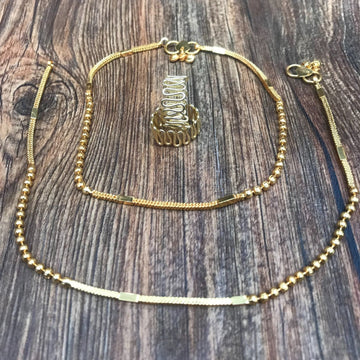 Graceful Gold Anklet Toerings Combo Jewellery - Abdesignsjewellery
