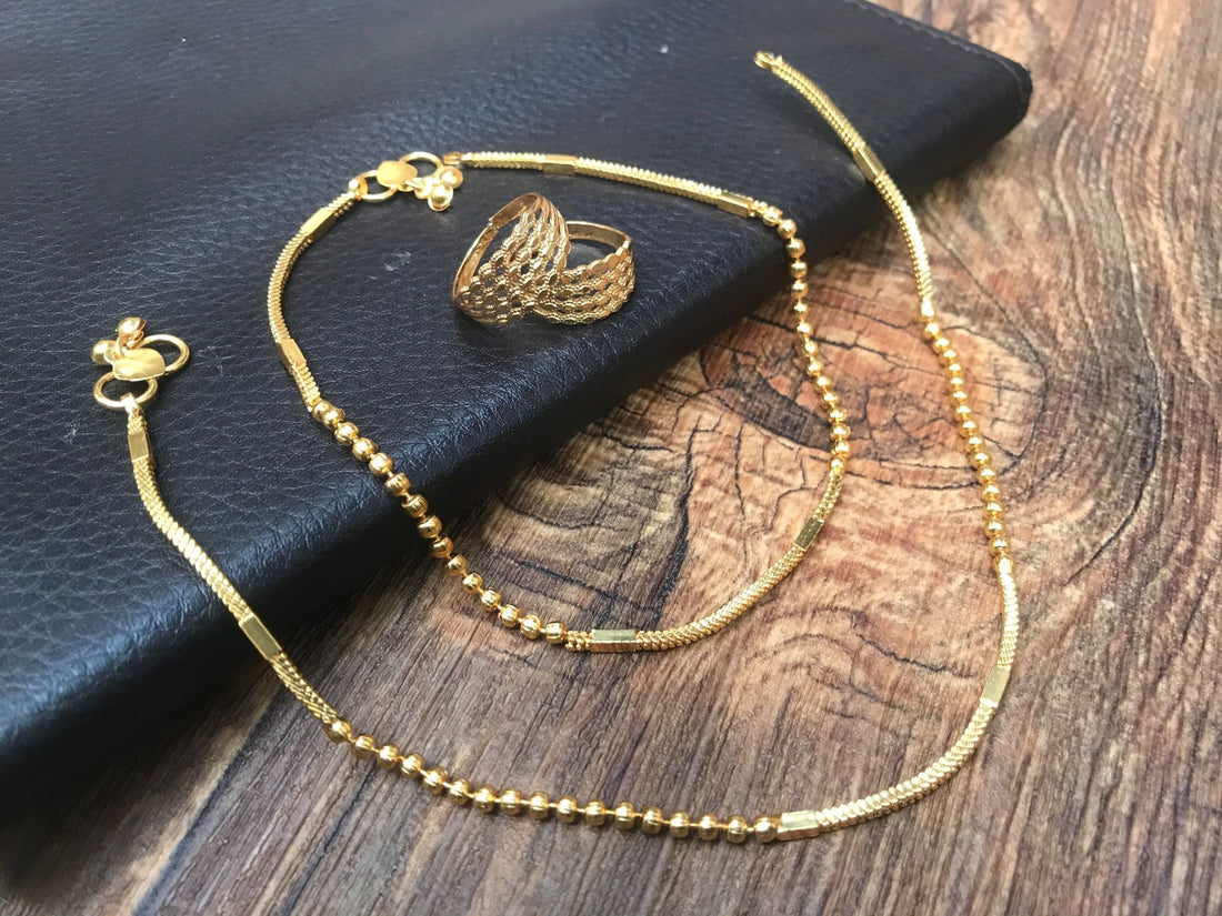 Magnificent Gold Anklet Toerings Combo Jewellery