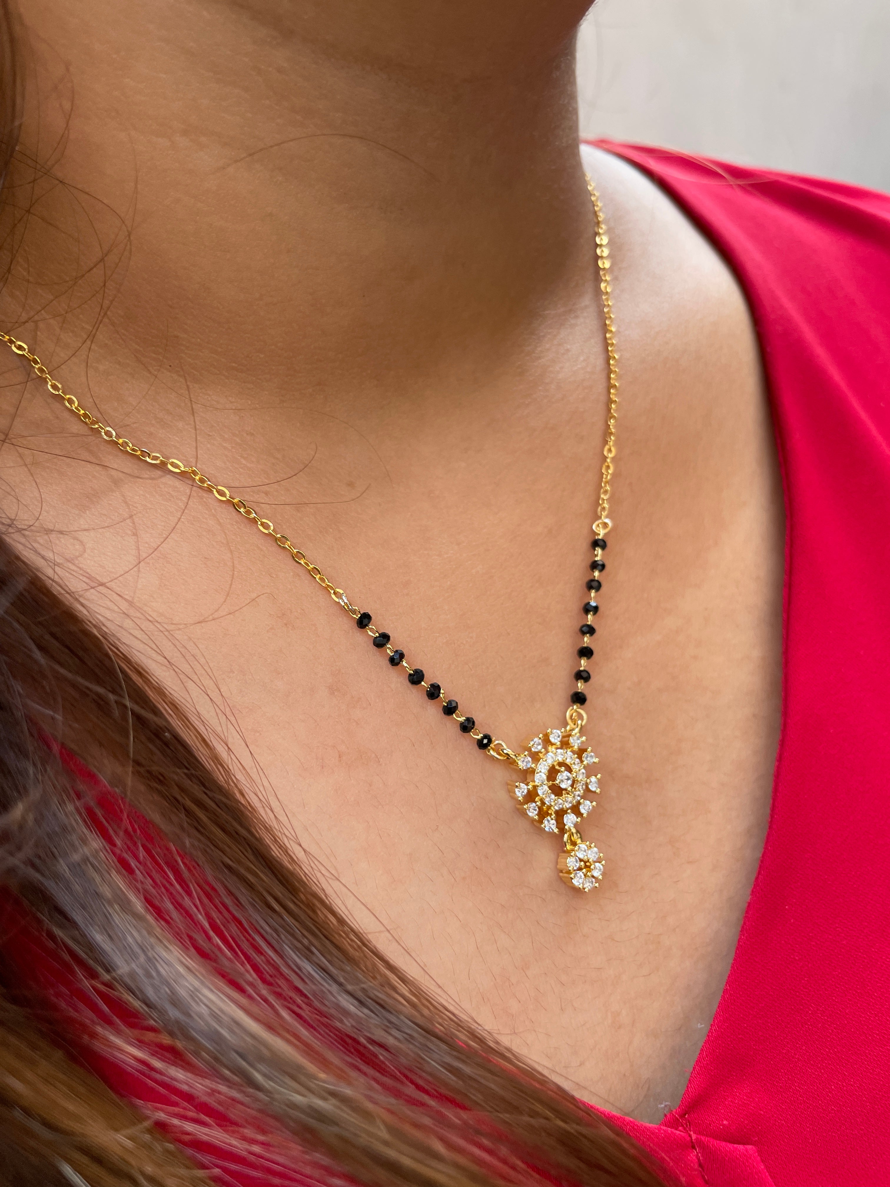 Symmetrical Sunshine Gold Plated Mangalsutra - Abdesignsjewellery