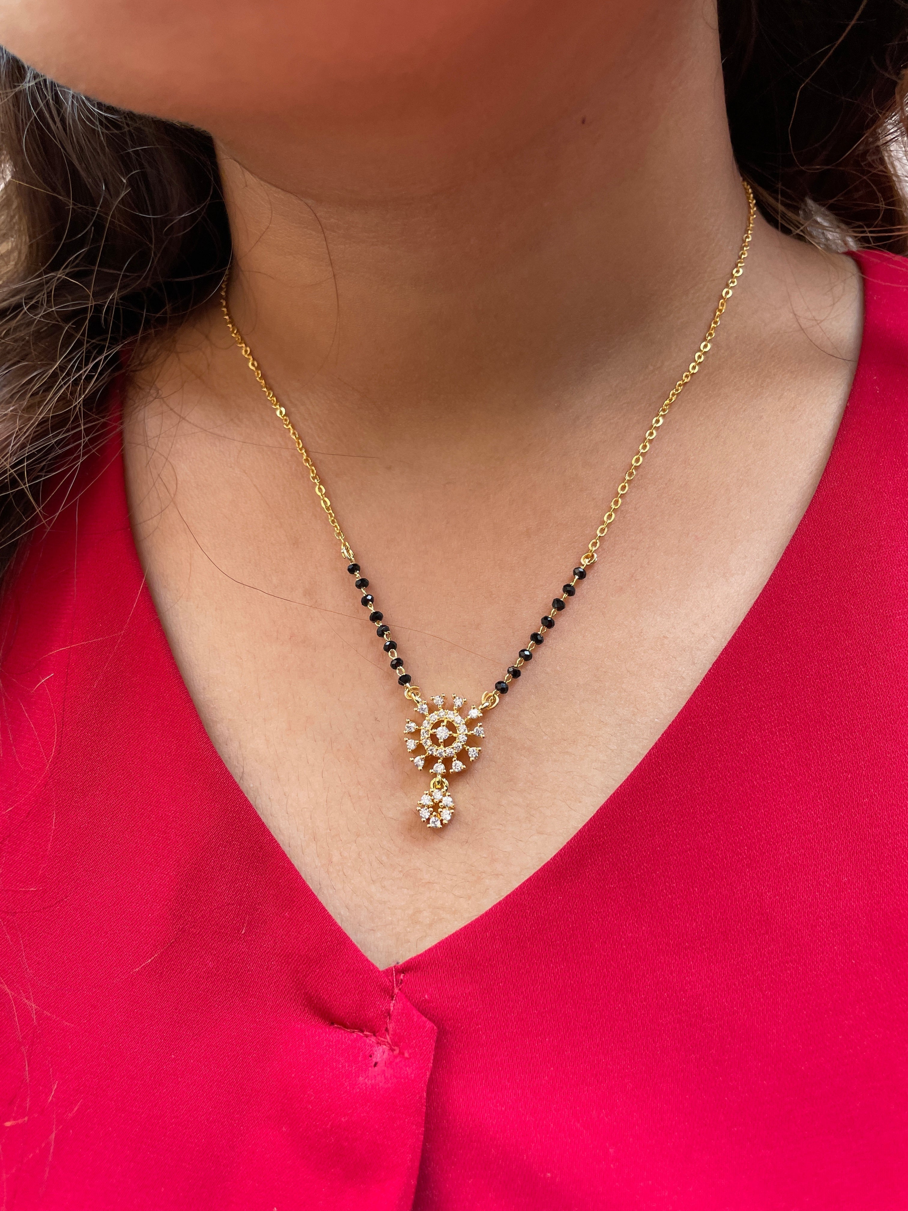 Symmetrical Sunshine Gold Plated Mangalsutra - Abdesignsjewellery