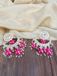 Thumbnail for Pink Jumkha Kundan Earrings