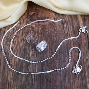 Silver Anklet Toering Combo Jewellery