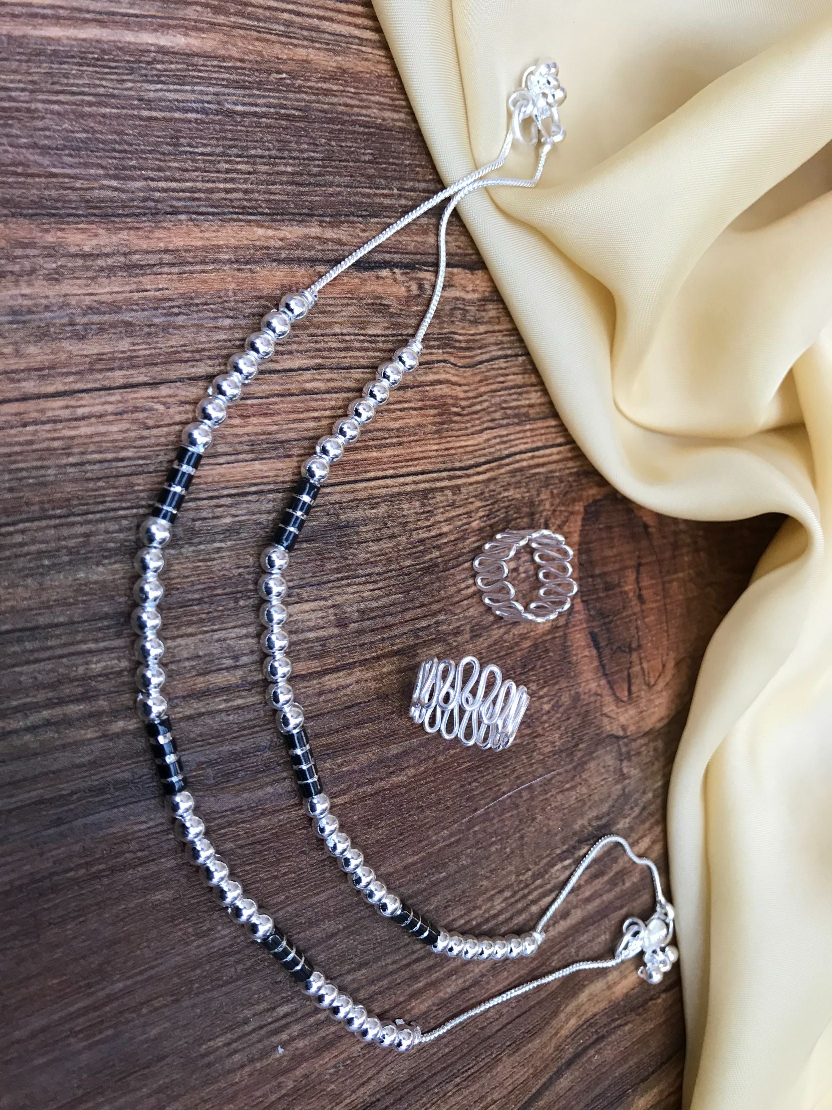 Elegant Silver Anklet Toering Combo Jewellery - Abdesignsjewellery