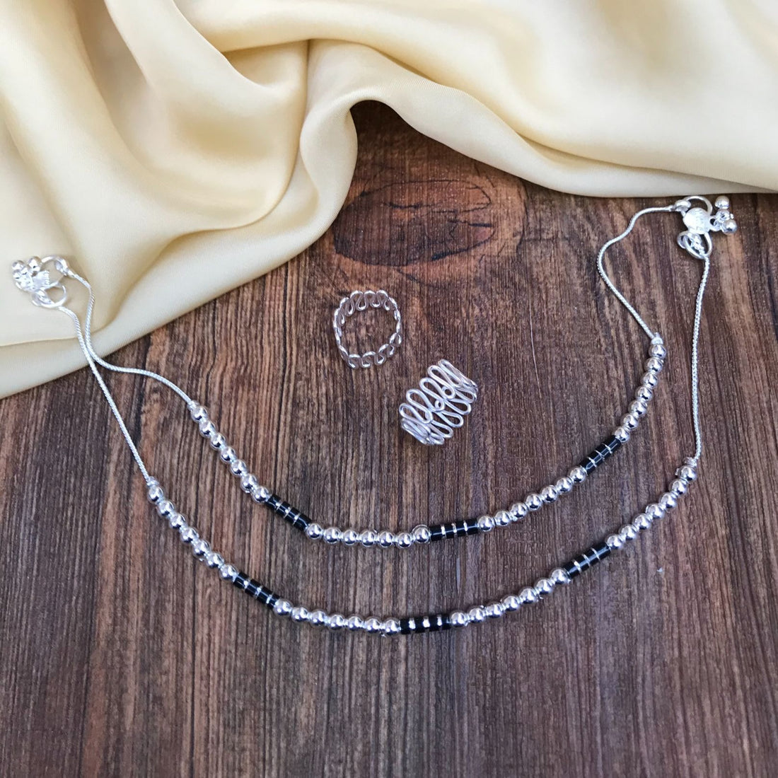 Elegant Silver Anklet Toering Combo Jewellery - Abdesignsjewellery