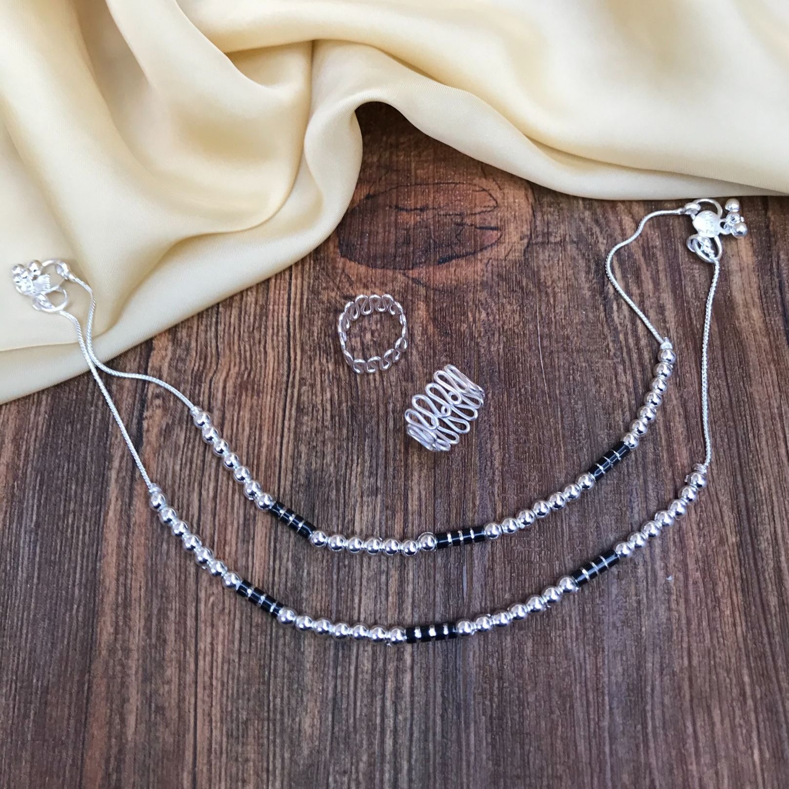 Elegant Silver Anklet Toering Combo Jewellery - Abdesignsjewellery