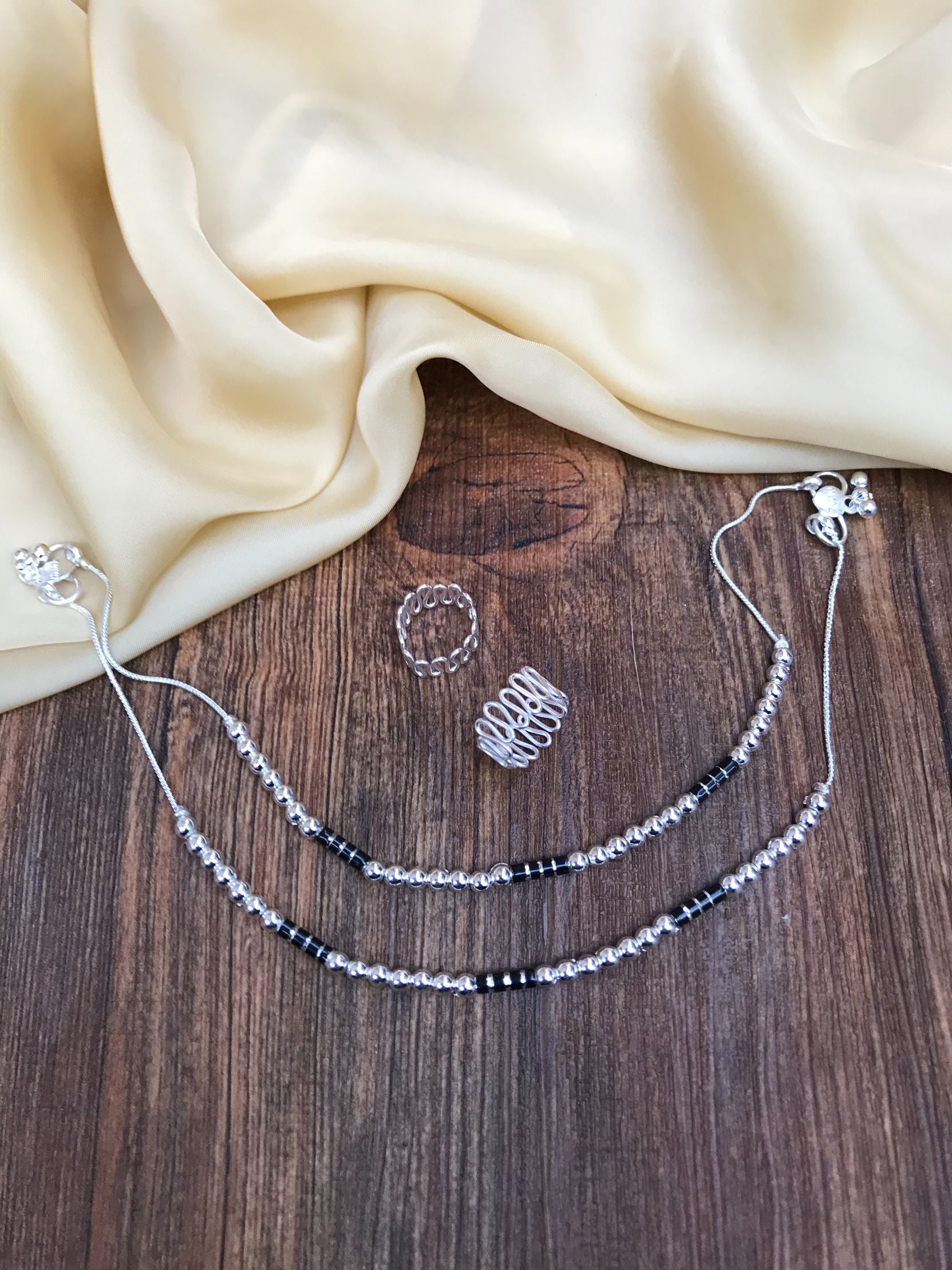 Elegant Silver Anklet Toering Combo Jewellery - Abdesignsjewellery