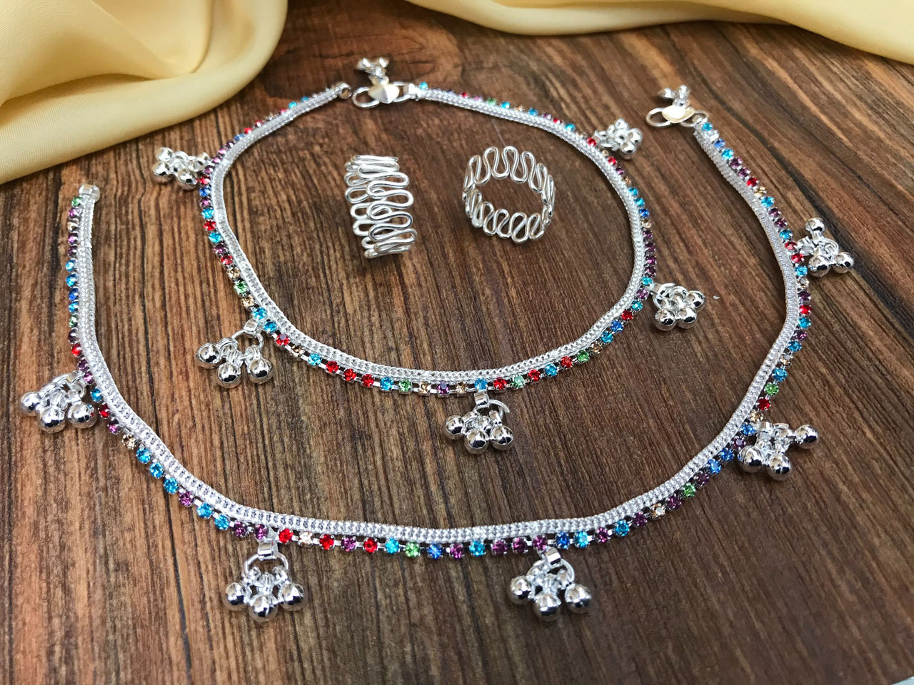 Exquisite Silver Anklet Toerings Combo Jewellery - Abdesignsjewellery