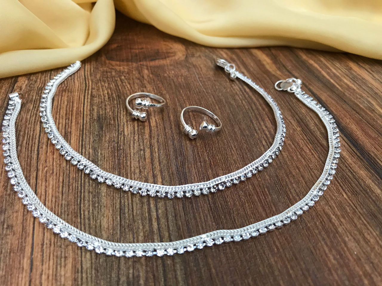 Bold Look Silver Anklet Toerings Combo Jewellery - Abdesignsjewellery