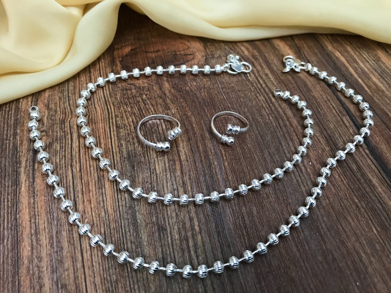 Pretty Silver Anklet Toe Rings Combo Jewellery