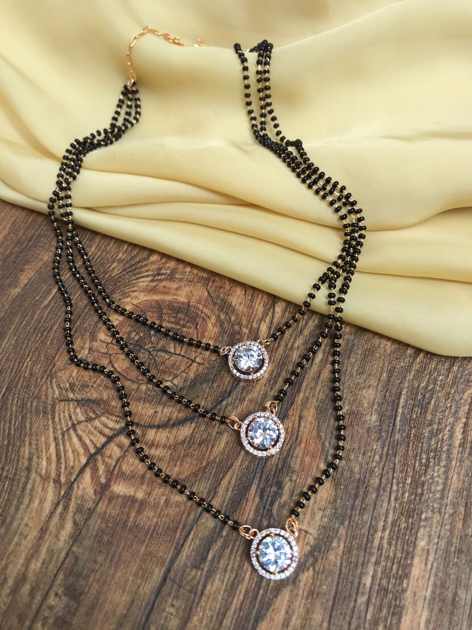 Triple Stone Rose Gold Mangalsutra