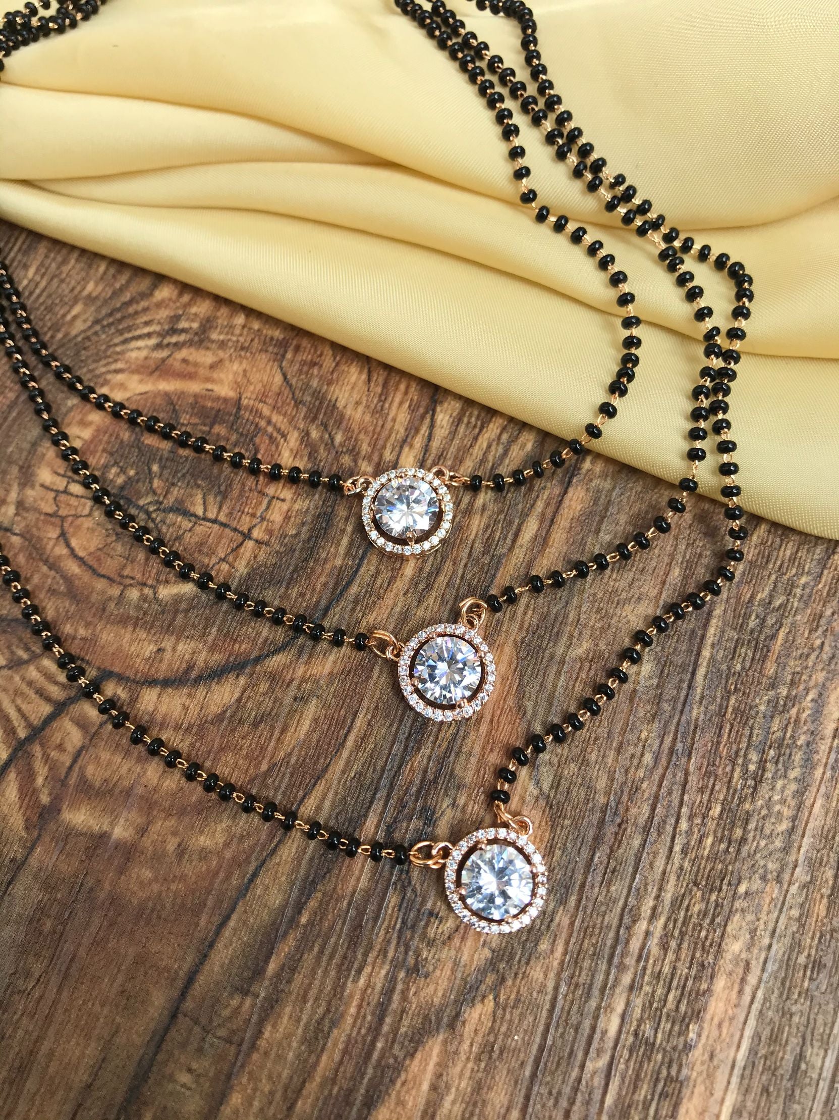 Triple Stone Rose Gold Mangalsutra