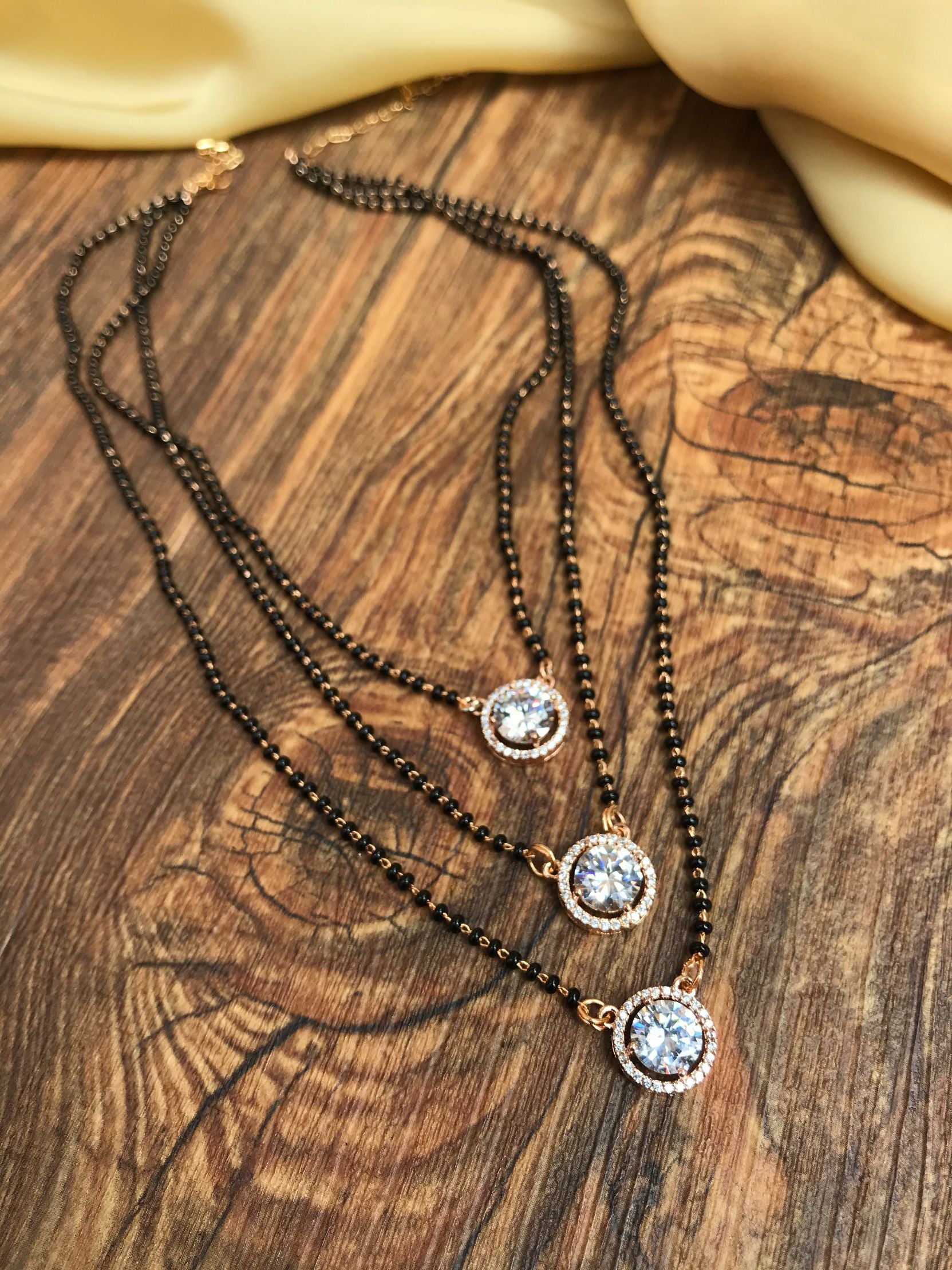 Triple Stone Rose Gold Mangalsutra