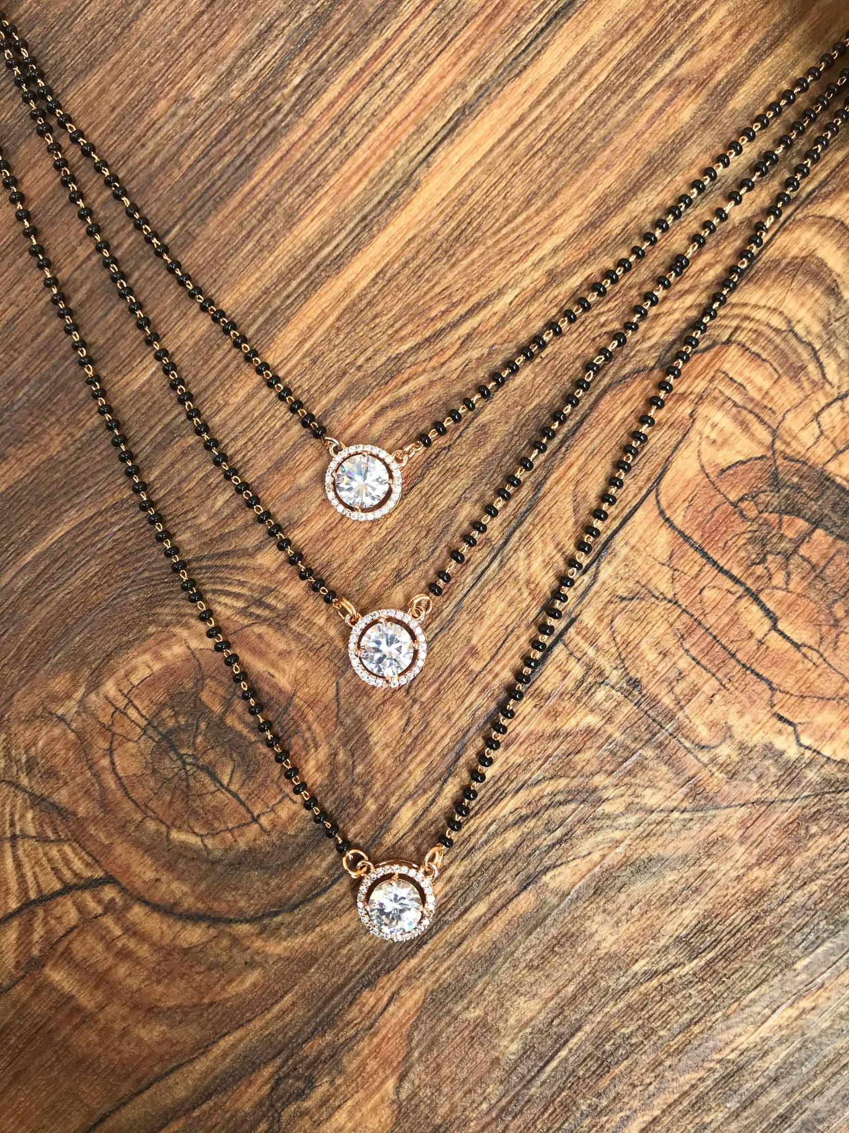 Triple Stone Rose Gold Mangalsutra