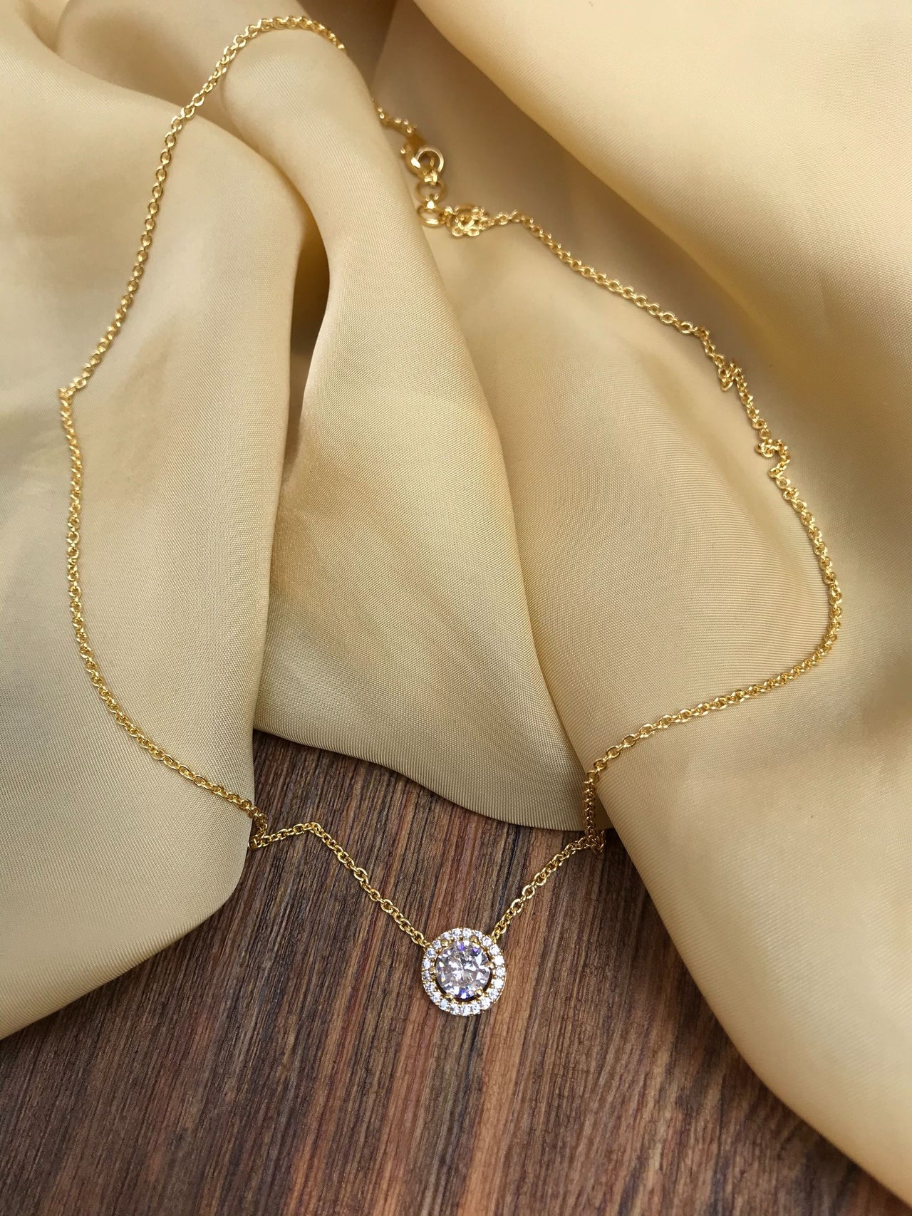 Dailywear Gold Cz Round Necklace - Abdesignsjewellery