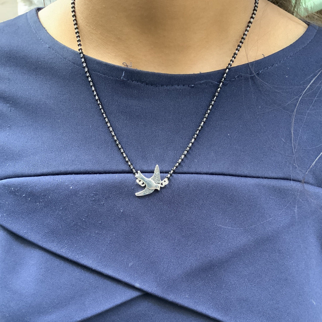 German Silver Oxidise Sparrow Mangalsutra - Abdesignsjewellery