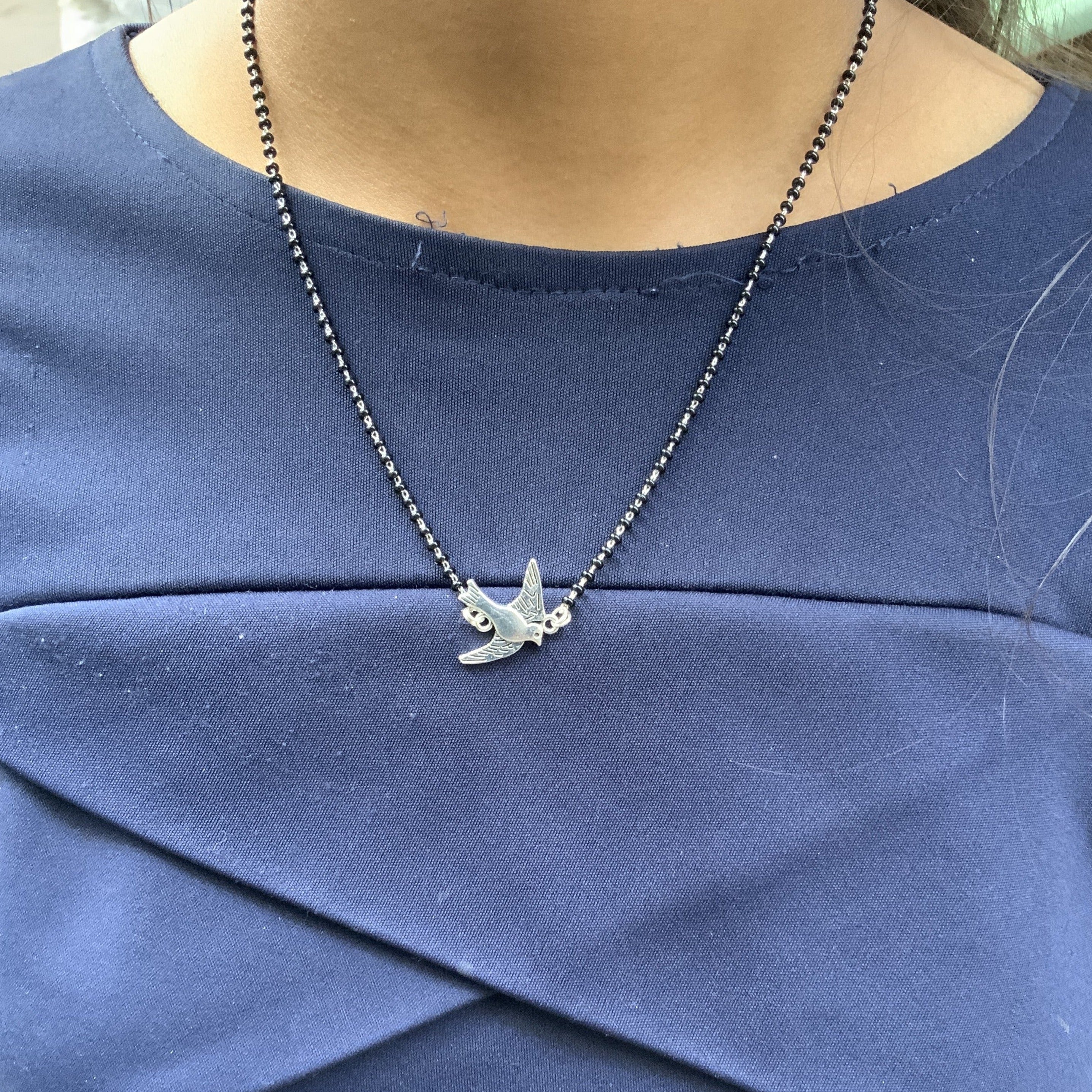 German Silver Oxidise Sparrow Mangalsutra - Abdesignsjewellery