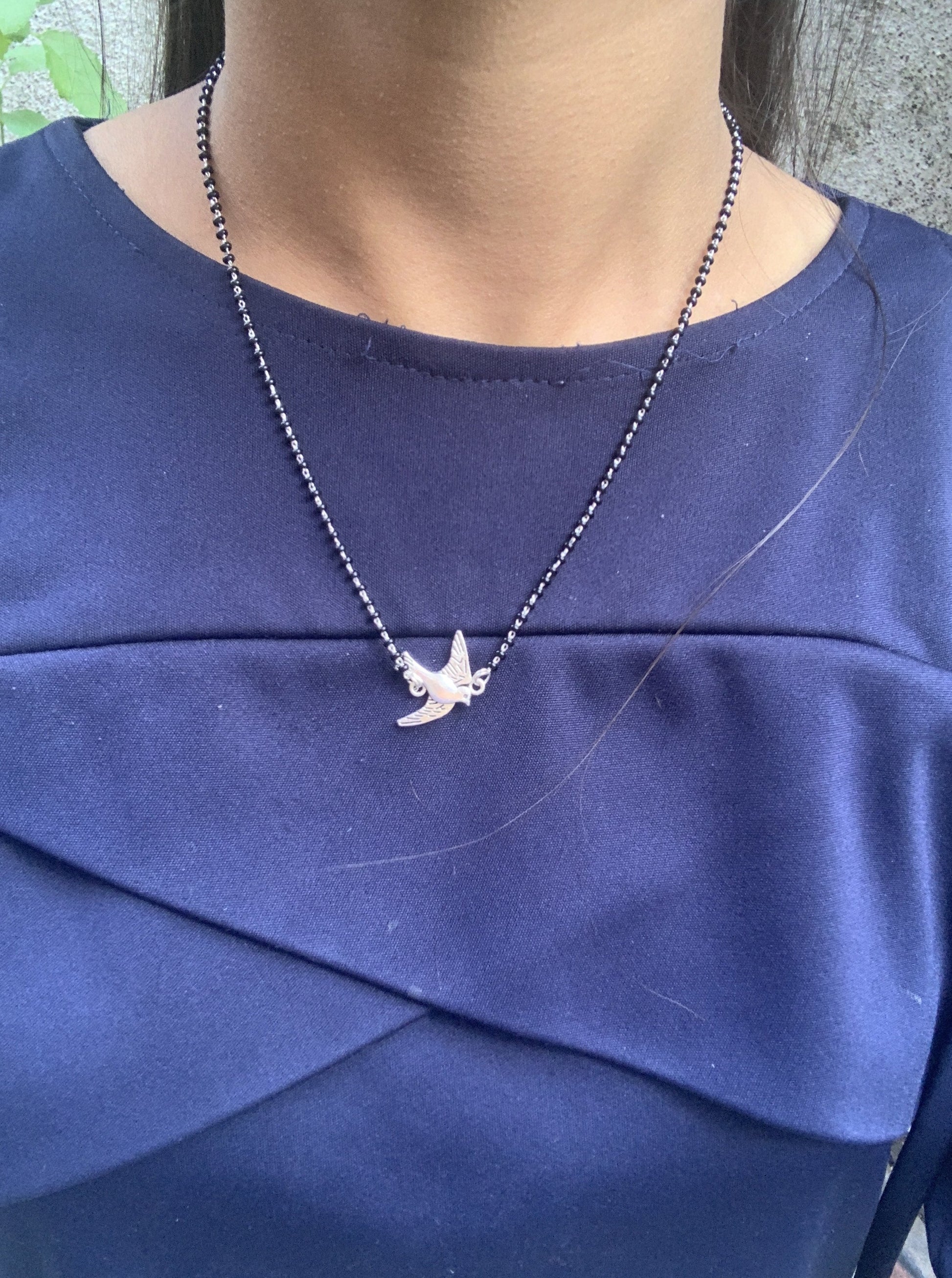 German Silver Oxidise Sparrow Mangalsutra - Abdesignsjewellery