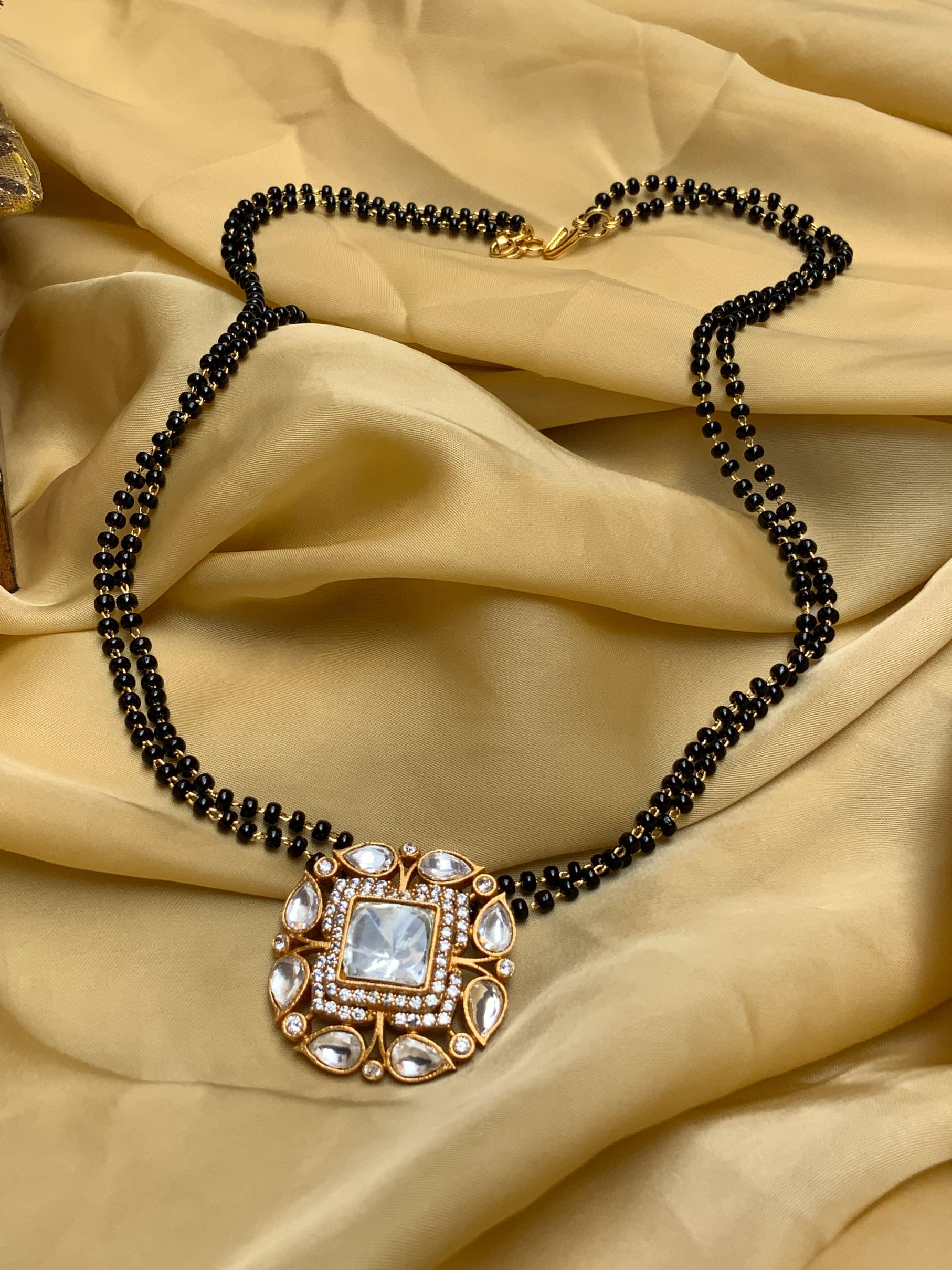 Lovely Real Kemp Stone Pendant Mangalsutra