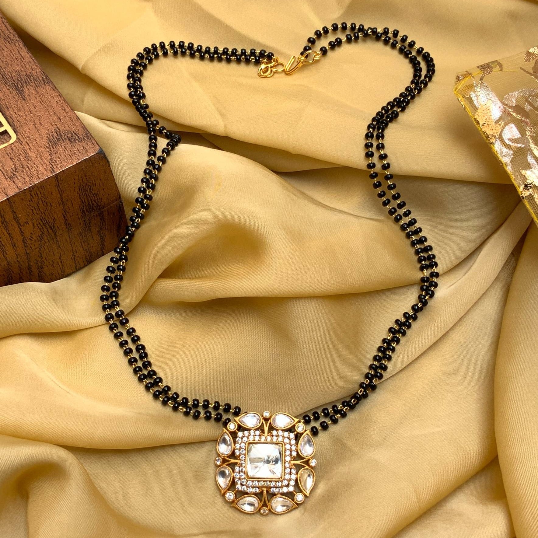 Lovely Real Kemp Stone Pendant Mangalsutra