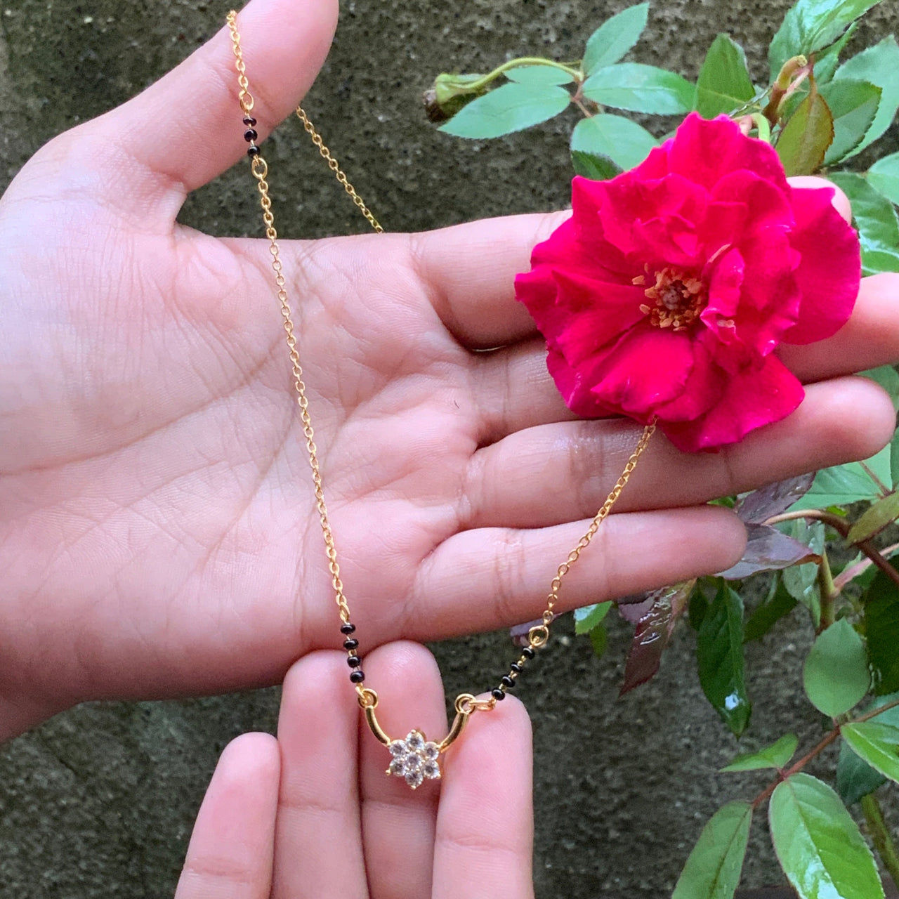 Tiniest Unique Flower Mangalsutra - Abdesignsjewellery