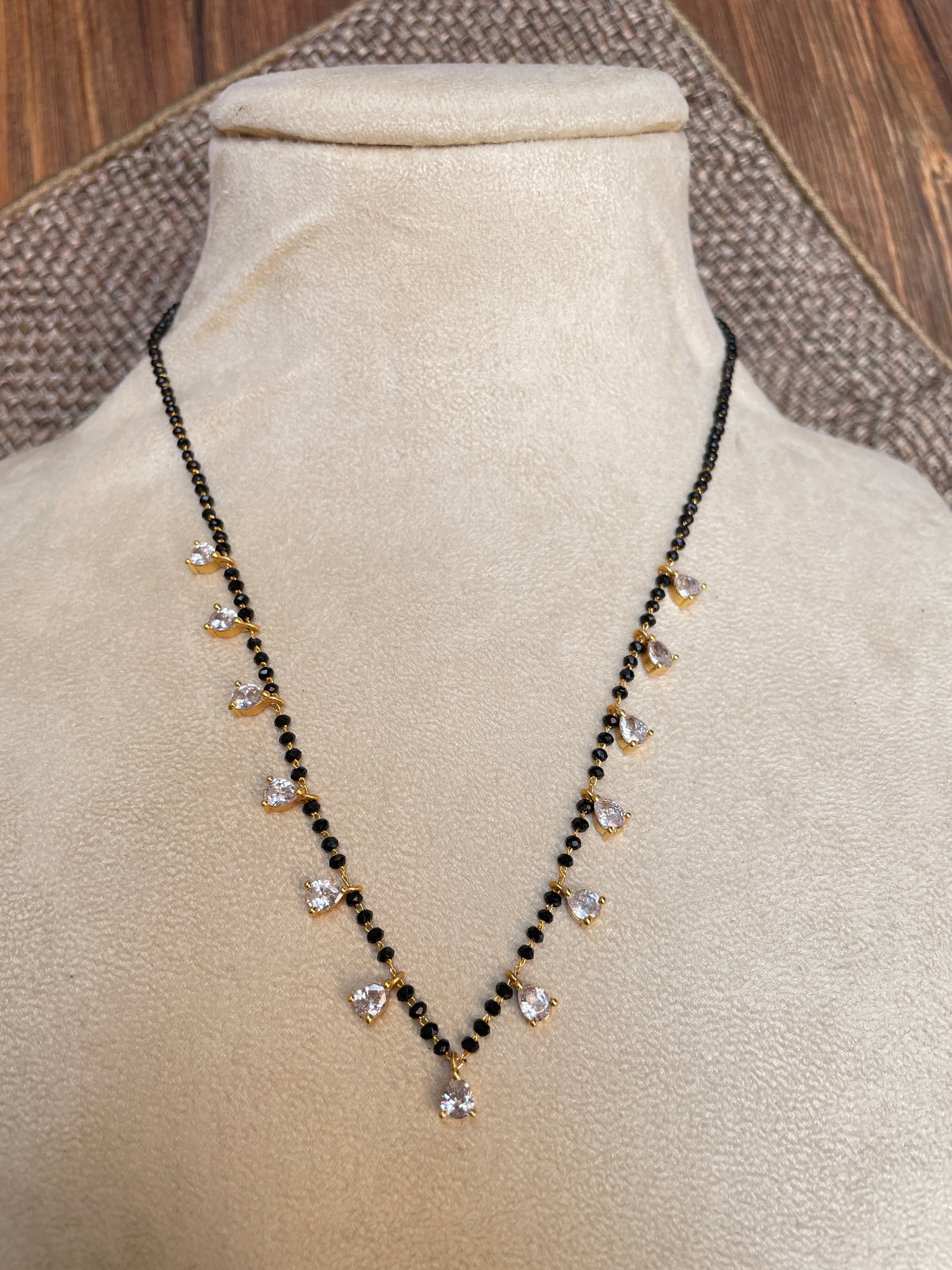 Gold Plated Diamond Drops Mangalsutra - Abdesignsjewellery