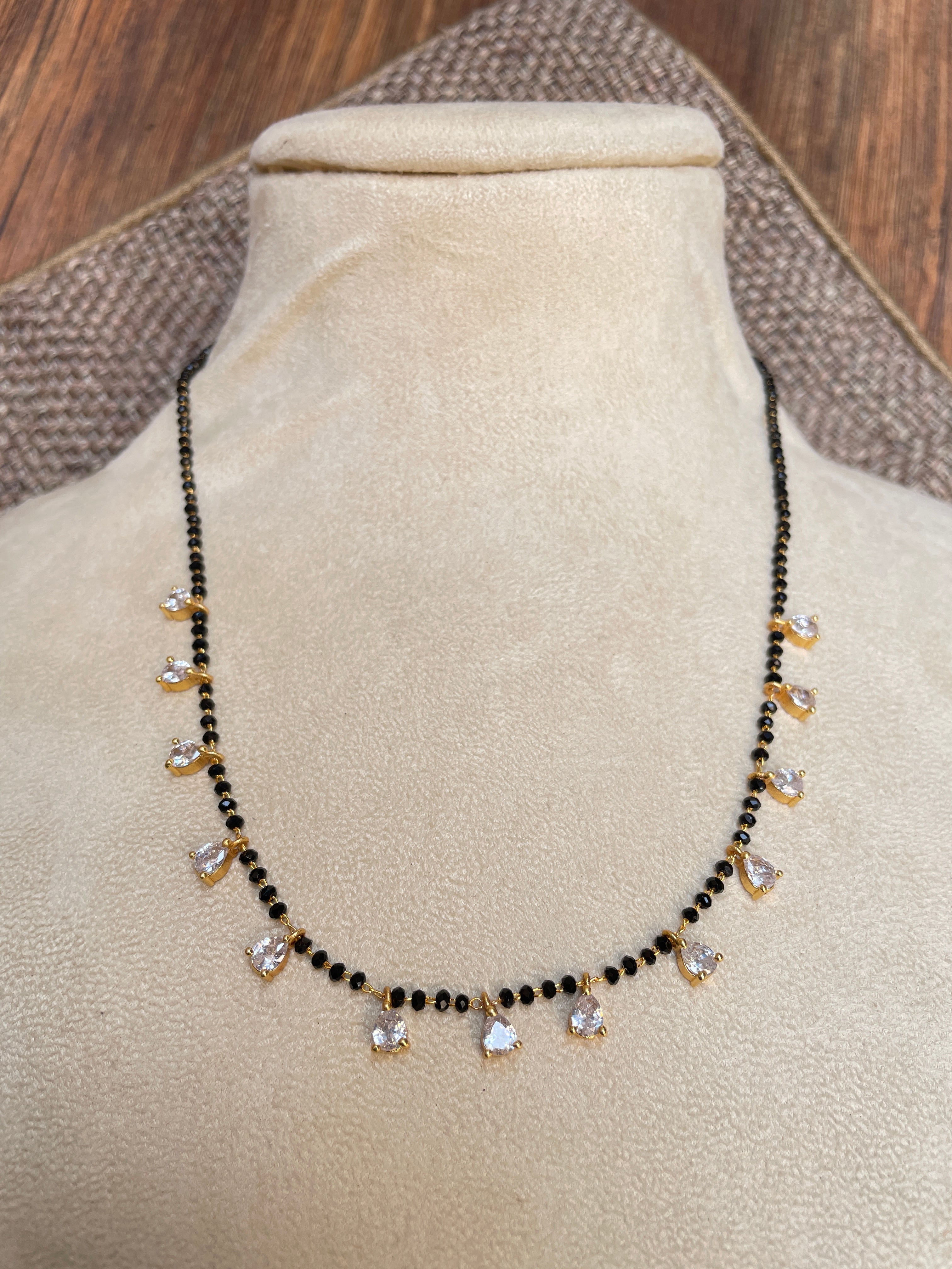 Gold Plated Diamond Drops Mangalsutra - Abdesignsjewellery