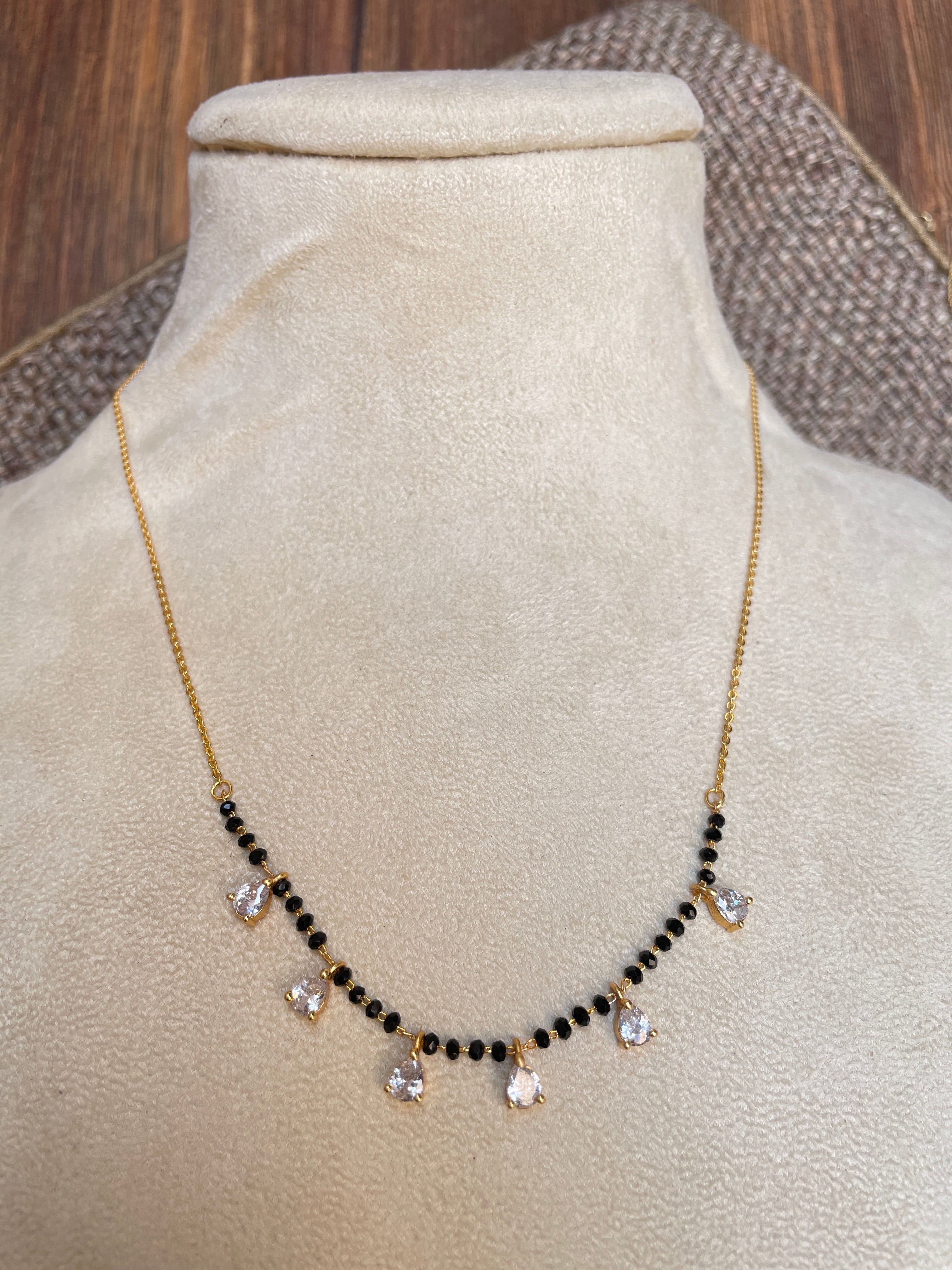 Dailywear Golden Diamond Drops Mangalsutra - Abdesignsjewellery