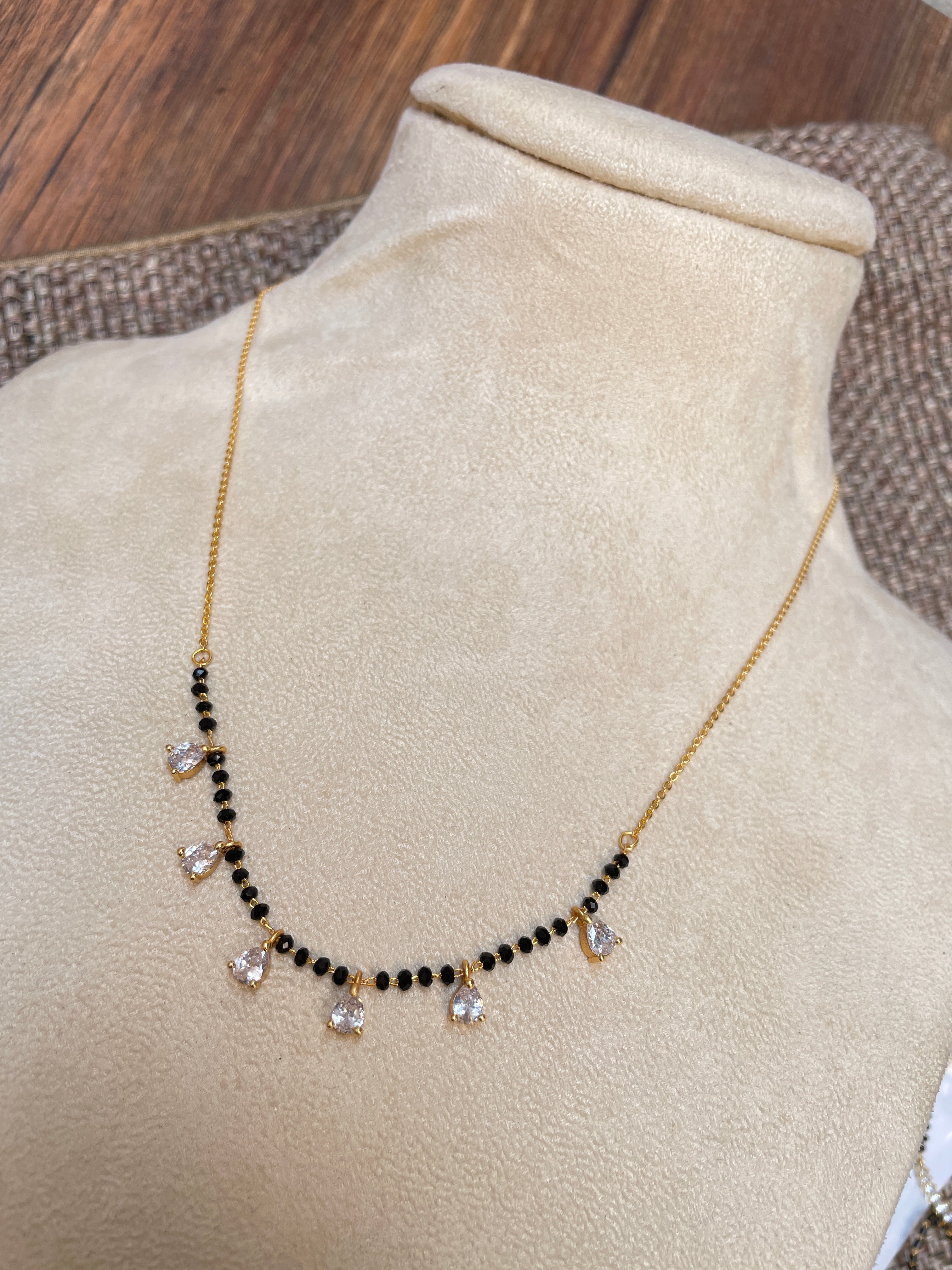 Dailywear Golden Diamond Drops Mangalsutra - Abdesignsjewellery