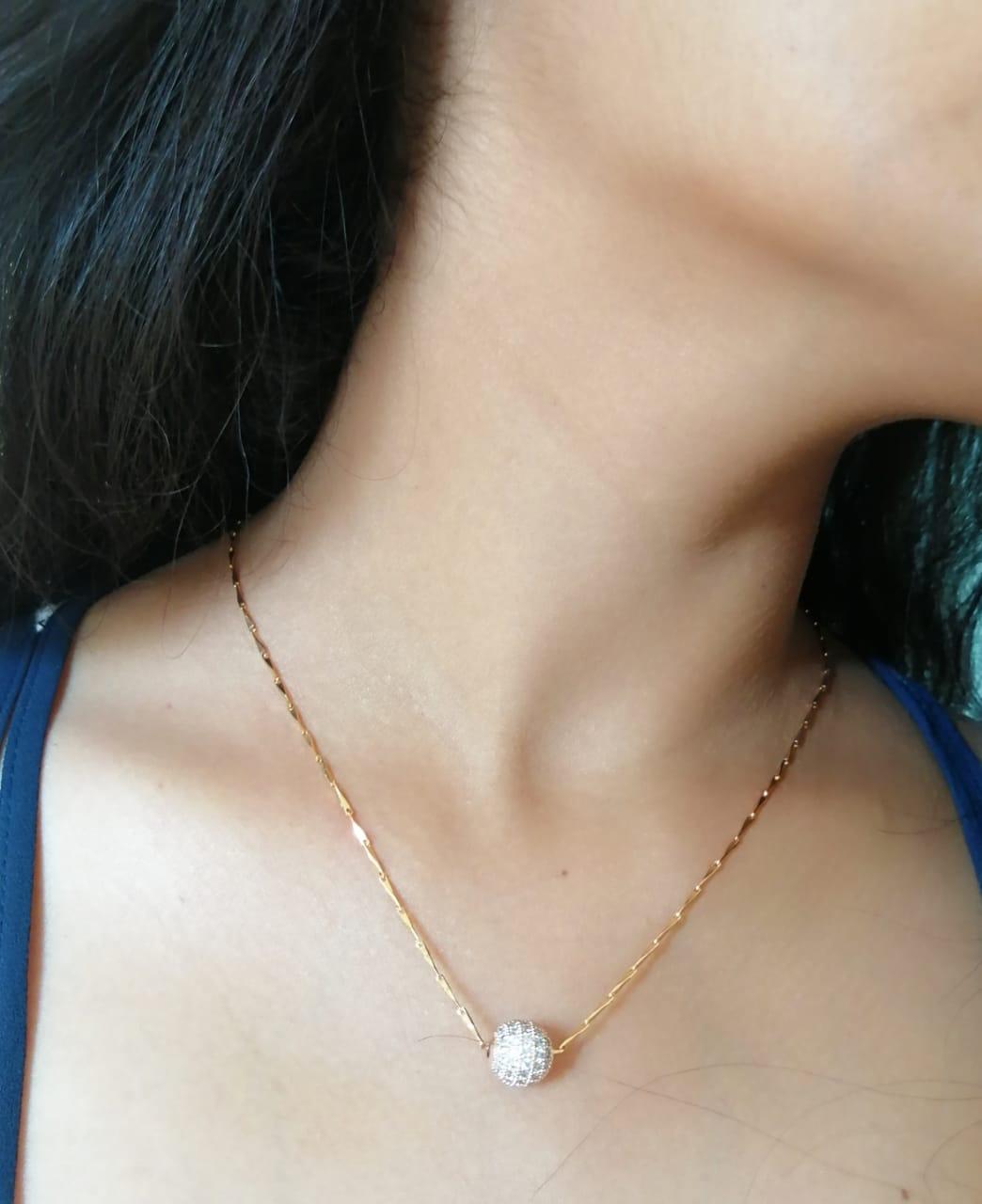 Rosegold Dailywear Round Pendent & Chain - Abdesignsjewellery