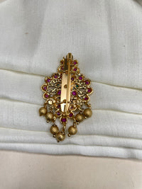 Thumbnail for Antique Double Peacock Style Kemp Stone Saree Pin - Abdesignsjewellery