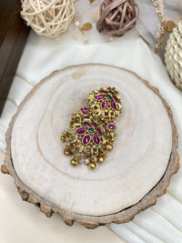 Thumbnail for High Quality Antique Cluster Style Kemp Stone Saree Pin