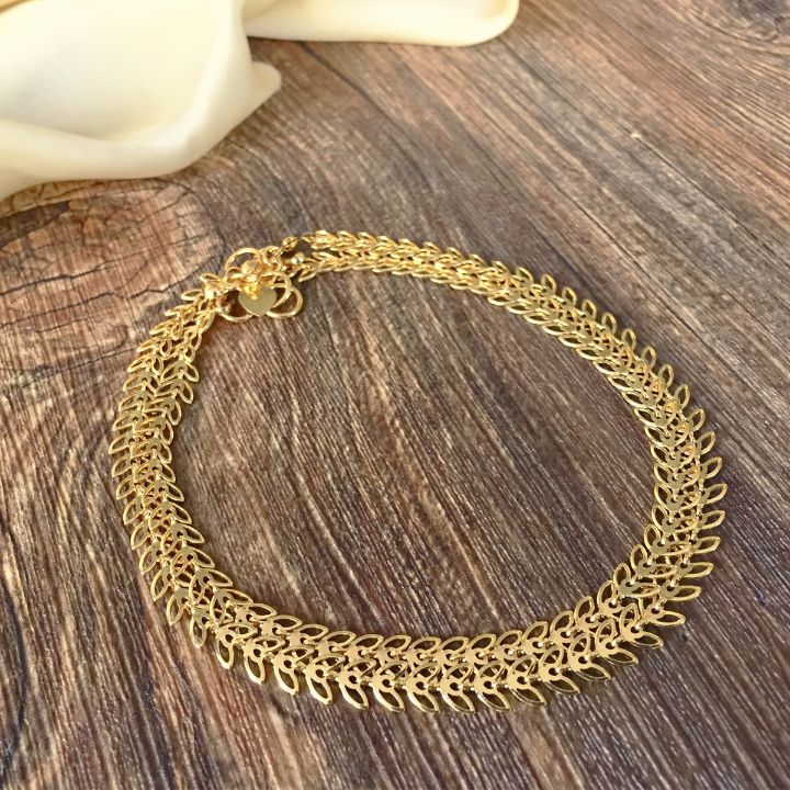 DAILYWEAR LEAF PATTERN GOLD PLATED ANKLET - Abdesignsjewellery