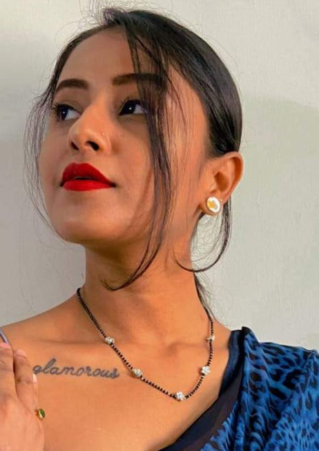 Dailywear Silver Flower Floral Pattern Mangalsutra - Abdesignsjewellery