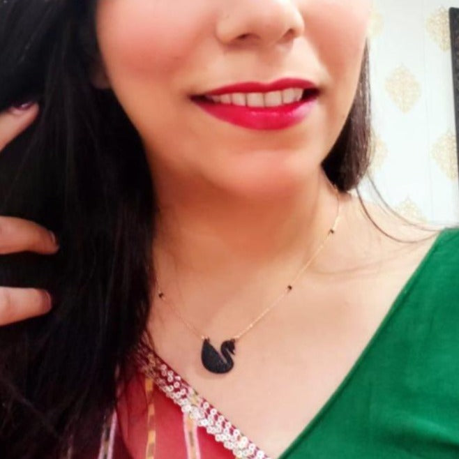 Charcoal Matt Black Swan Mangalsutra - Abdesignsjewellery