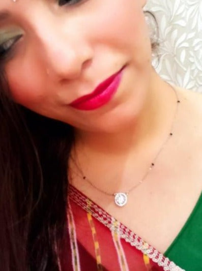 Attractive Silver Single Stone Mangalsutra - Abdesignsjewellery