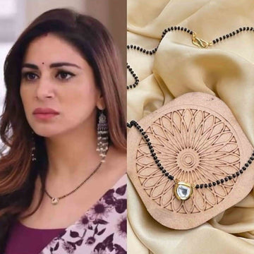 Shraddha Arya Inspired From  Kundali Bhagya Traditional White Meena Kundan Mangalsutra