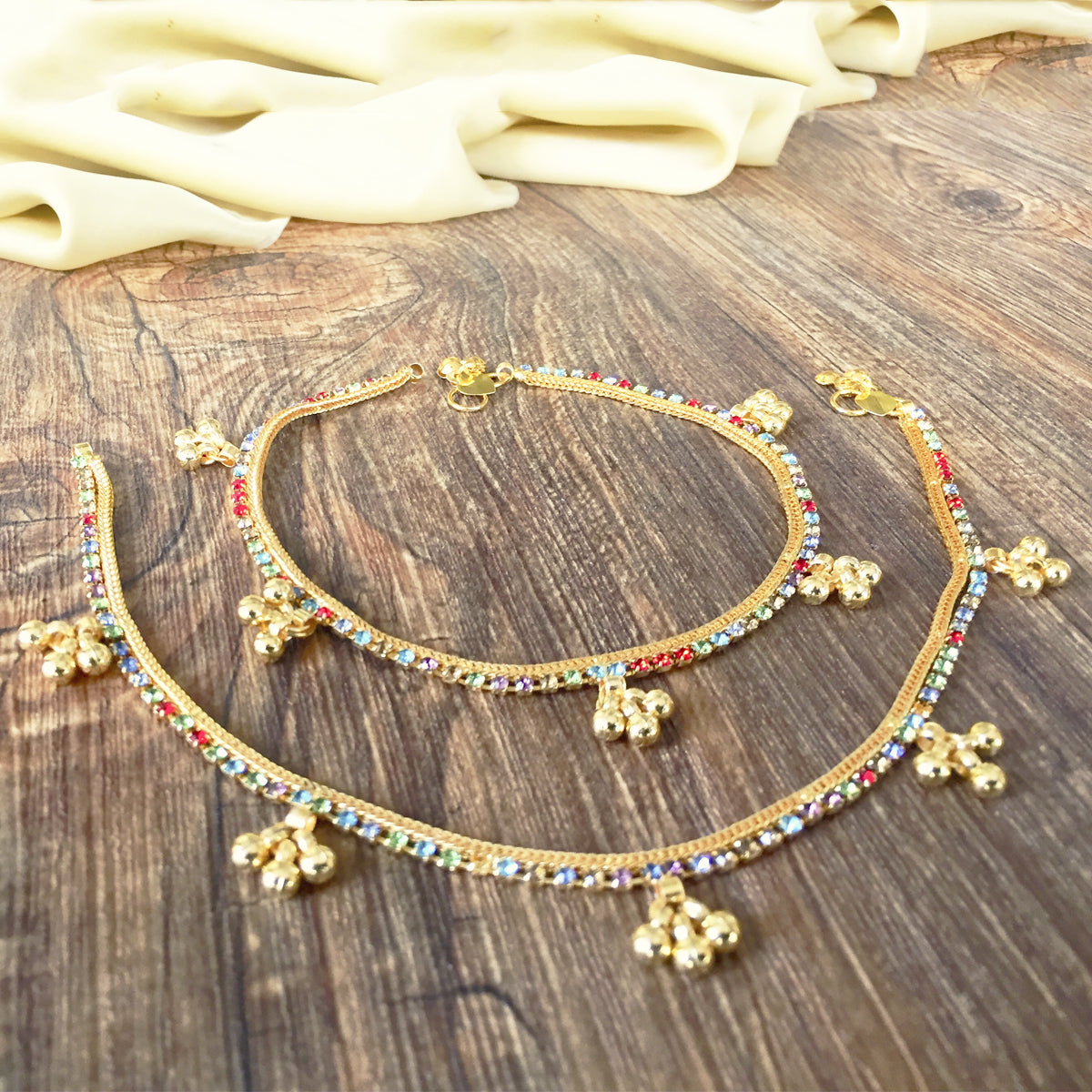 MULTICOLOUR GOLD PLATED ANKLET