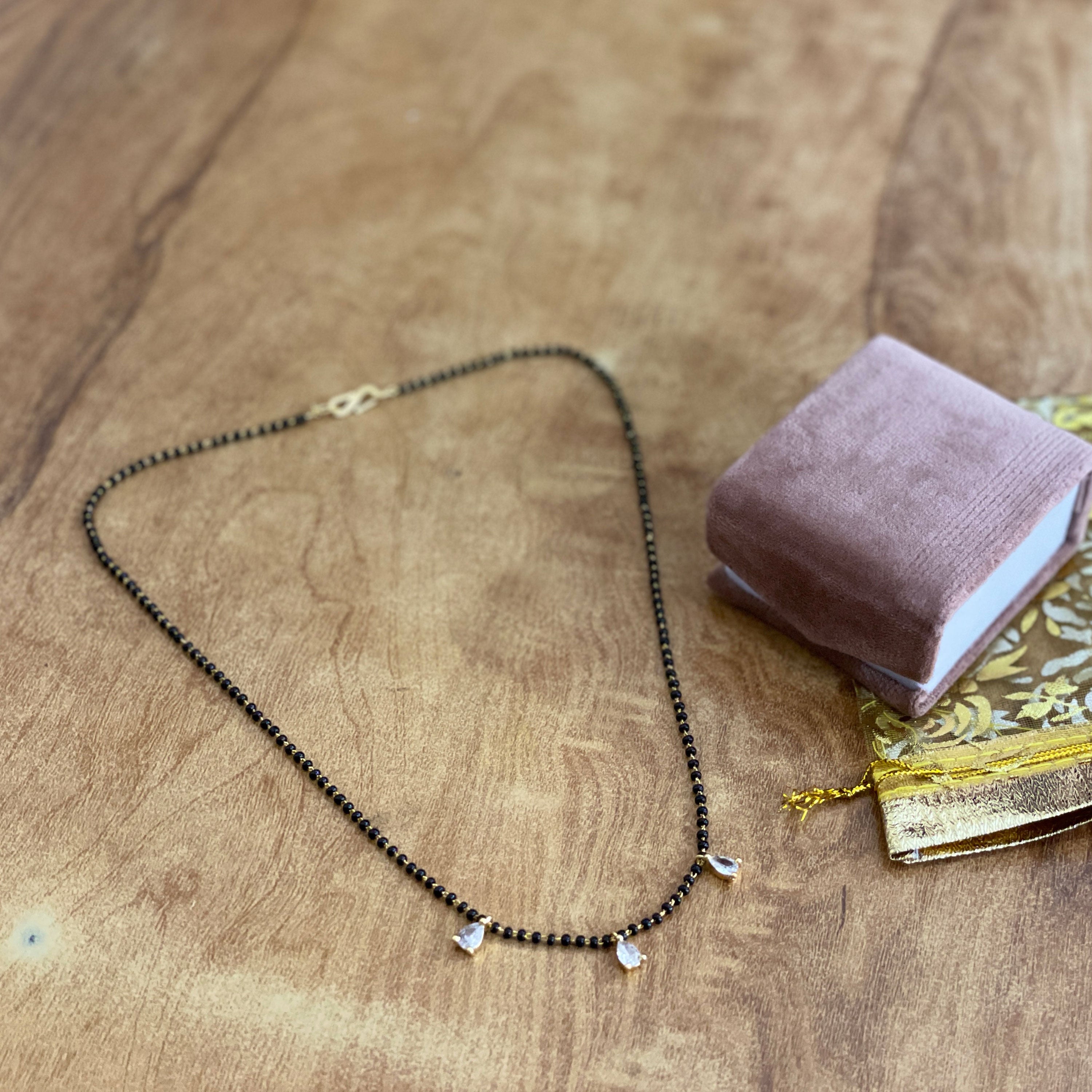 Dailywear Gold Plated Diamond 3 Drops Mangalsutra - Abdesignsjewellery