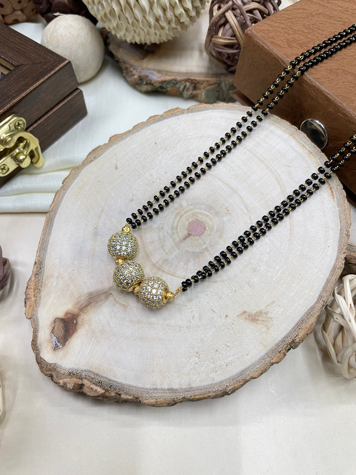 Sleek Antique Golden Ball Mangalsutra - mangalsutra by Abdesigns Jewellery