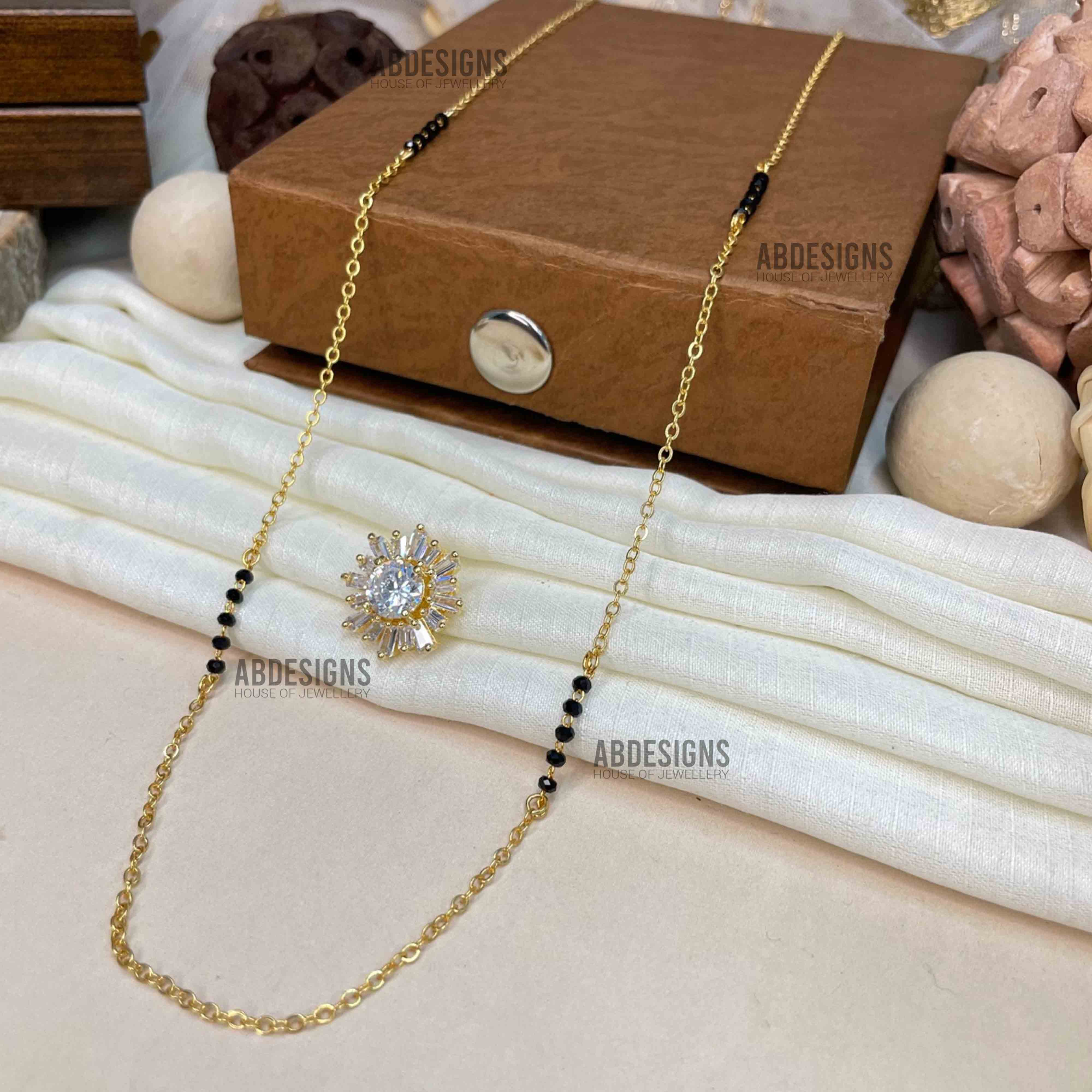 Rajjo Celesti Bairagey Inspired Statement Cz Diamond Golden Plated Mangalsutra