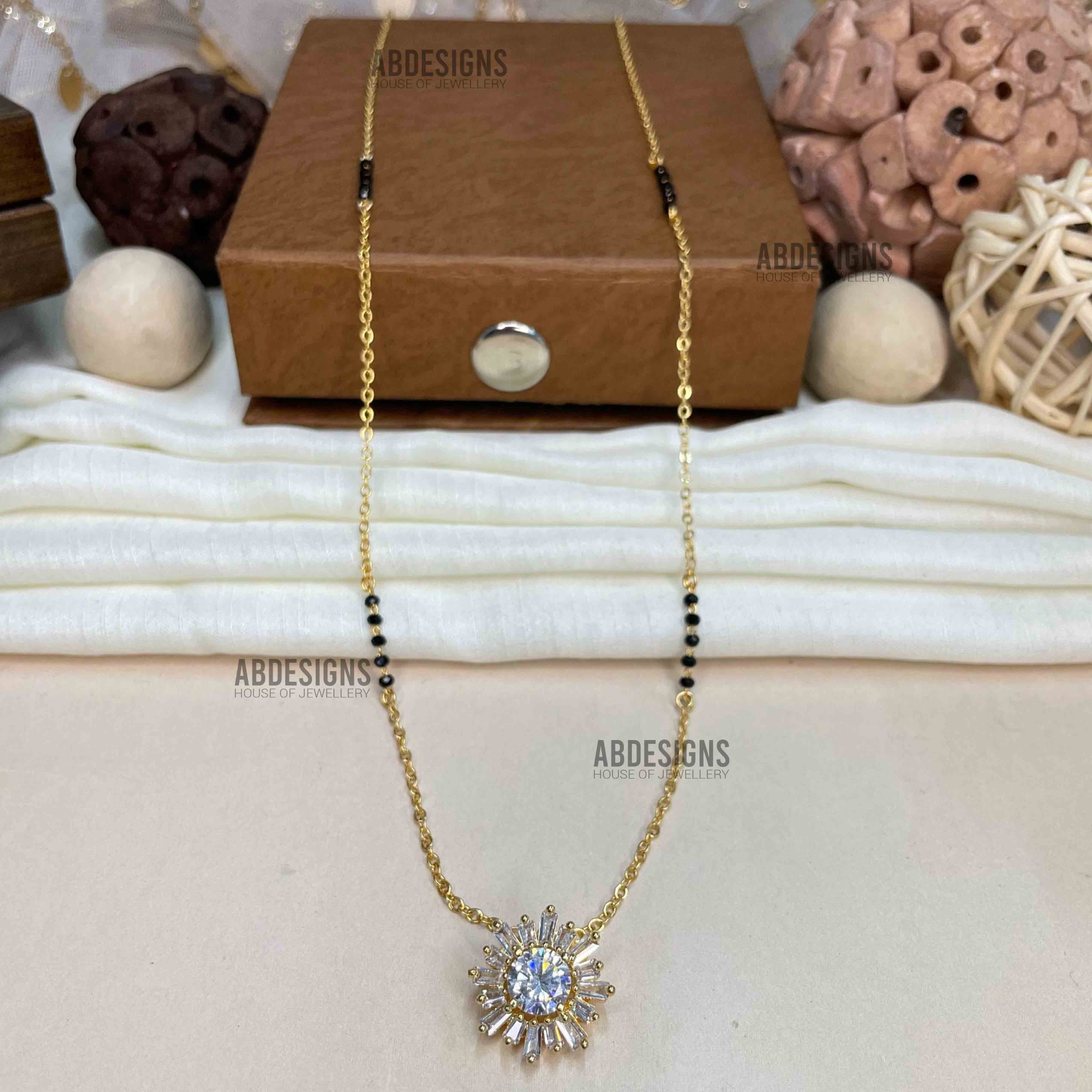 Rajjo Celesti Bairagey Inspired Statement Cz Diamond Golden Plated Mangalsutra