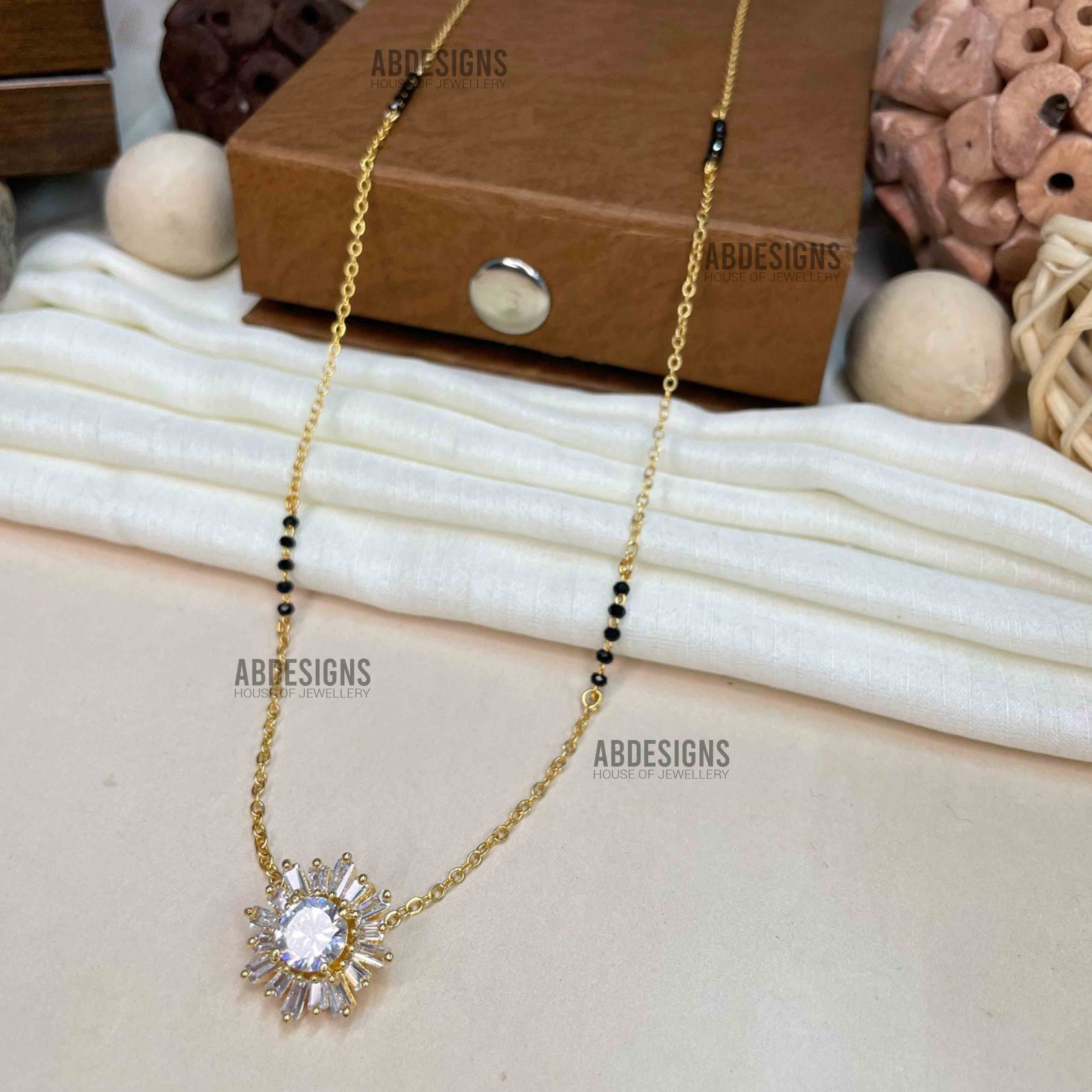 Rajjo Celesti Bairagey Inspired Statement Cz Diamond Golden Plated Mangalsutra