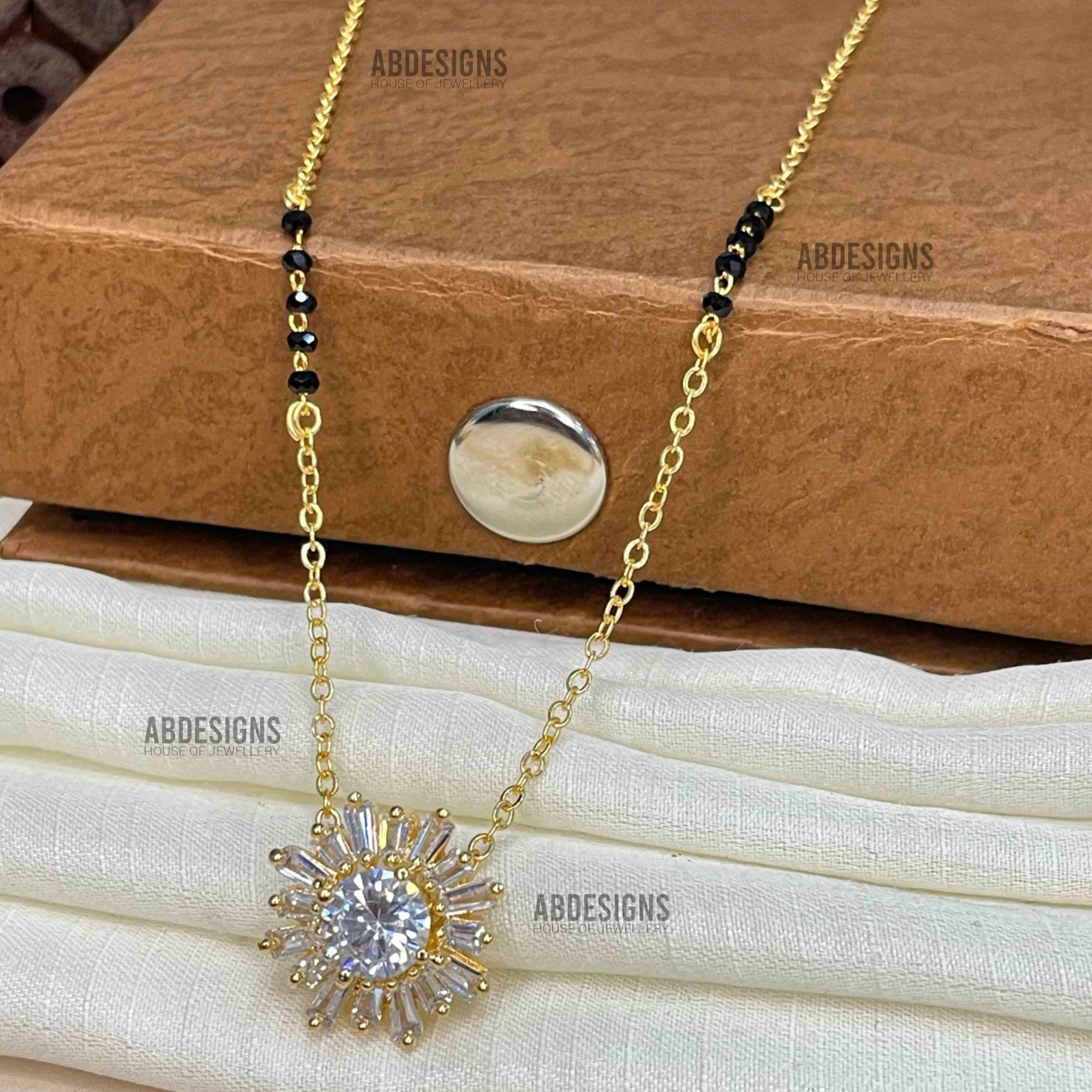 Rajjo Celesti Bairagey Inspired Statement Cz Diamond Golden Plated Mangalsutra