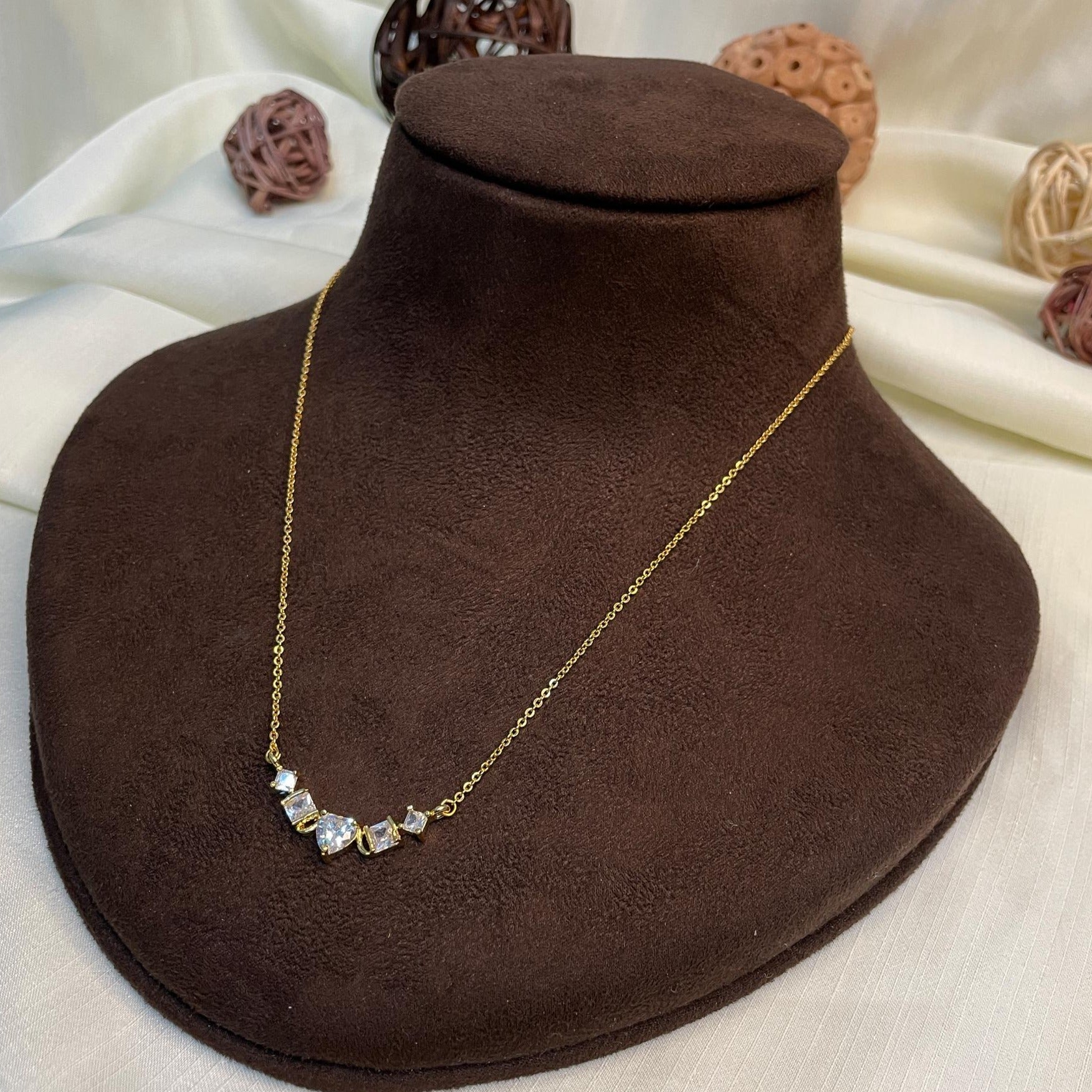 Vivid Gold Heart Cz Pendant & Chain - pendant by Abdesigns Jewellery