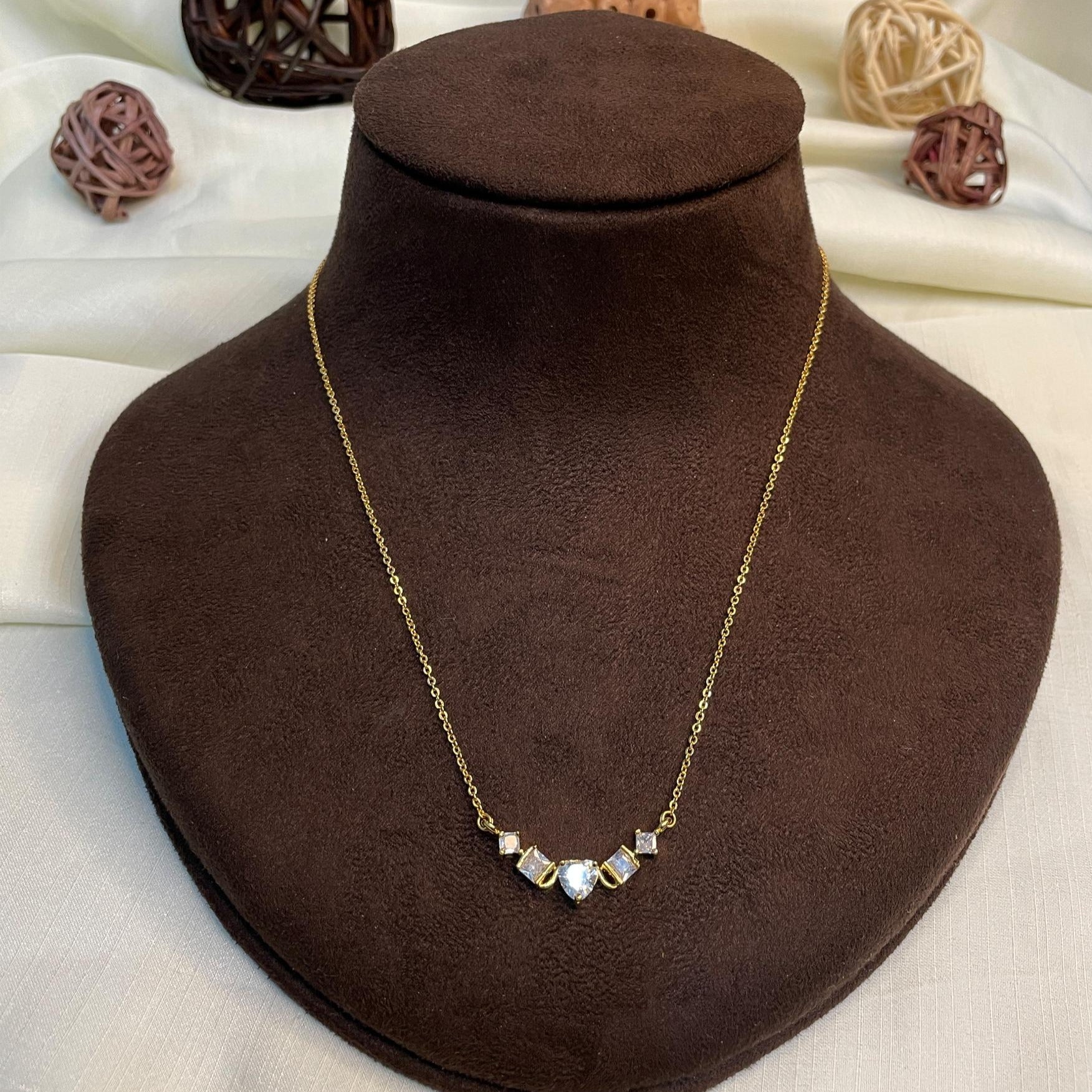 Vivid Gold Heart Cz Pendant & Chain - pendant by Abdesigns Jewellery