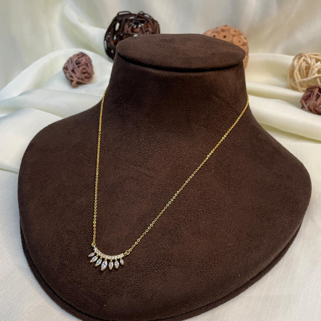 Charming Gold AD Stone Pendant & Chain - Abdesignsjewellery