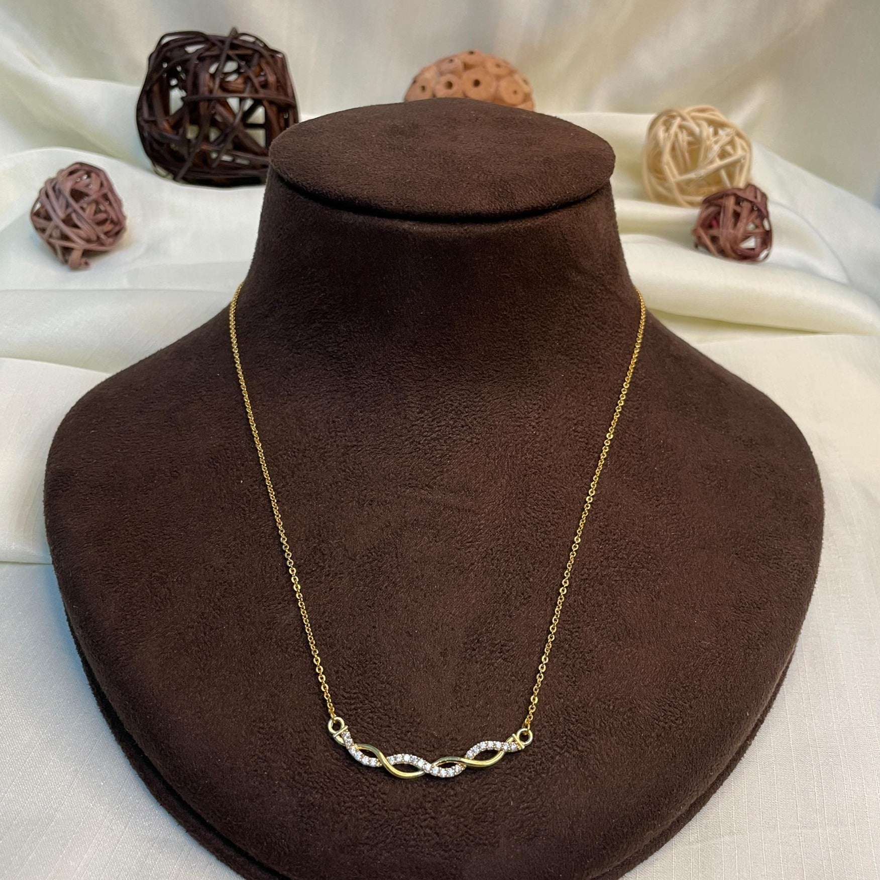 Trending Gold Plated American Diamond Pendant & Chain
