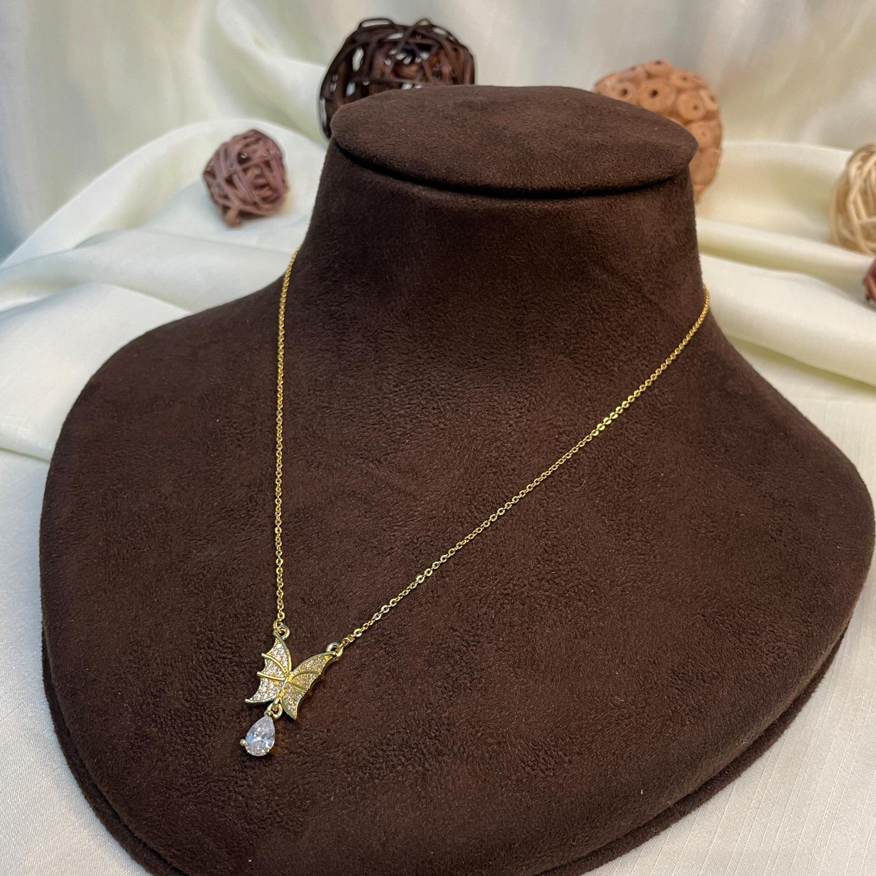 Butterfly Diamond Pendant & Chain - Abdesignsjewellery