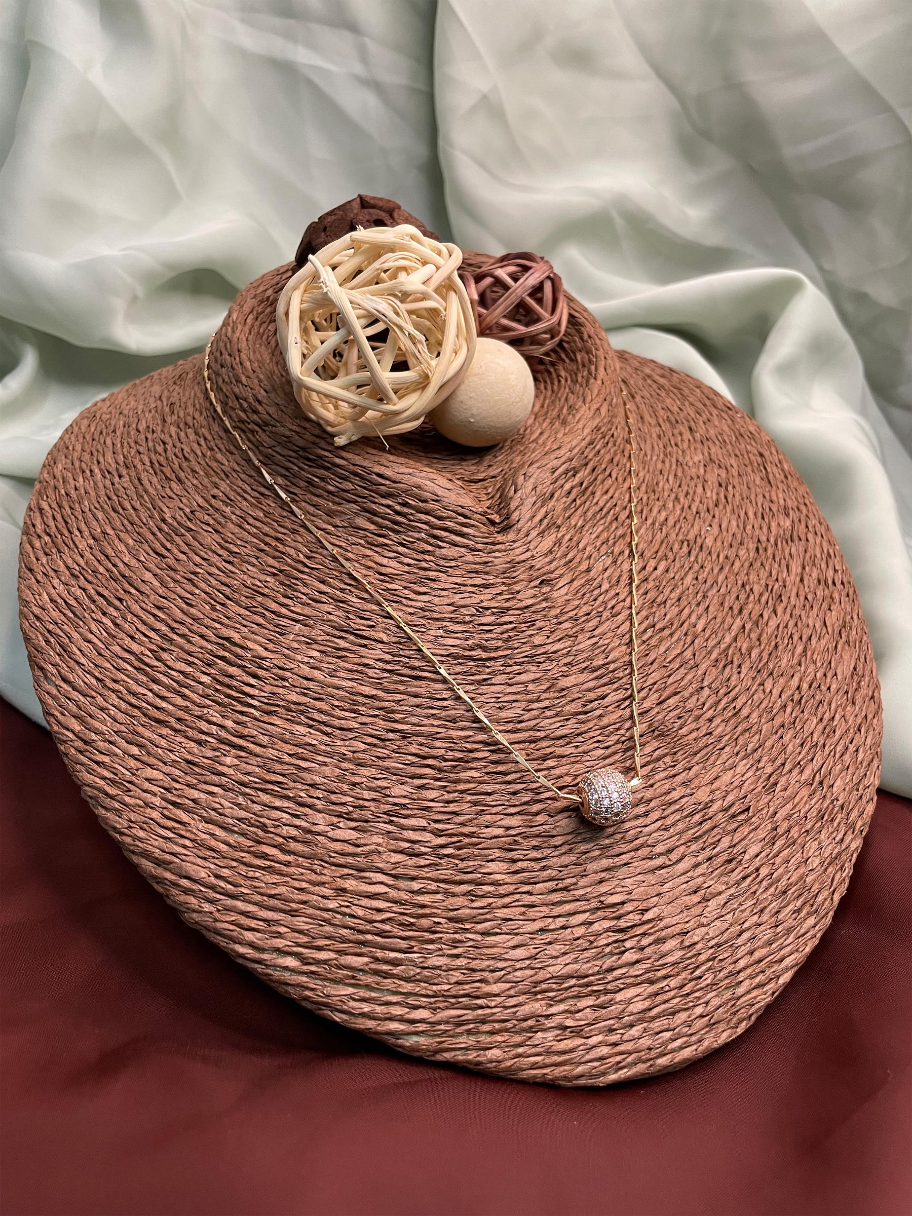 Rosegold Dailywear Round Pendent & Chain - Abdesignsjewellery