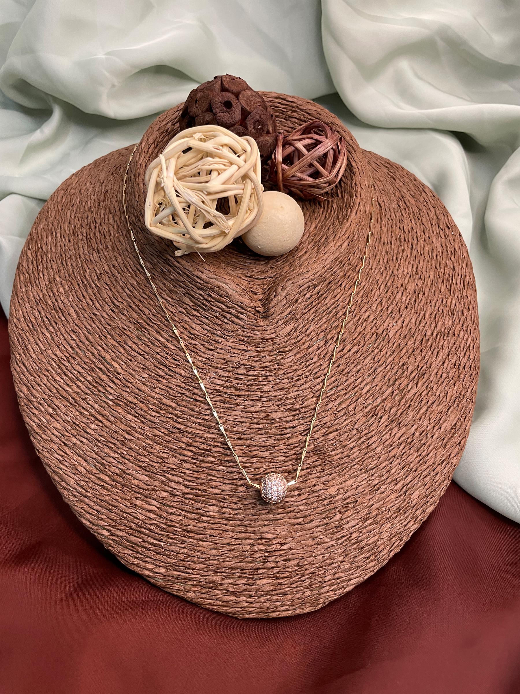 Rosegold Dailywear Round Pendent & Chain - Abdesignsjewellery